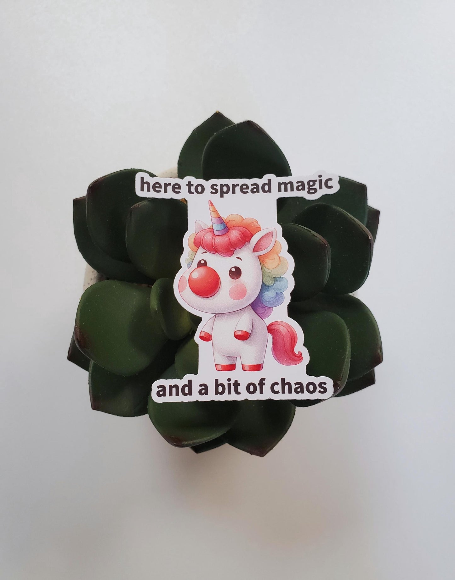 Unicorn Clown Here to Spread Magic and a Bit of Chaos Vinyl Sticker | Unicorn Sticker | Clown Sticker | Die Cut, Glossy Vinyl