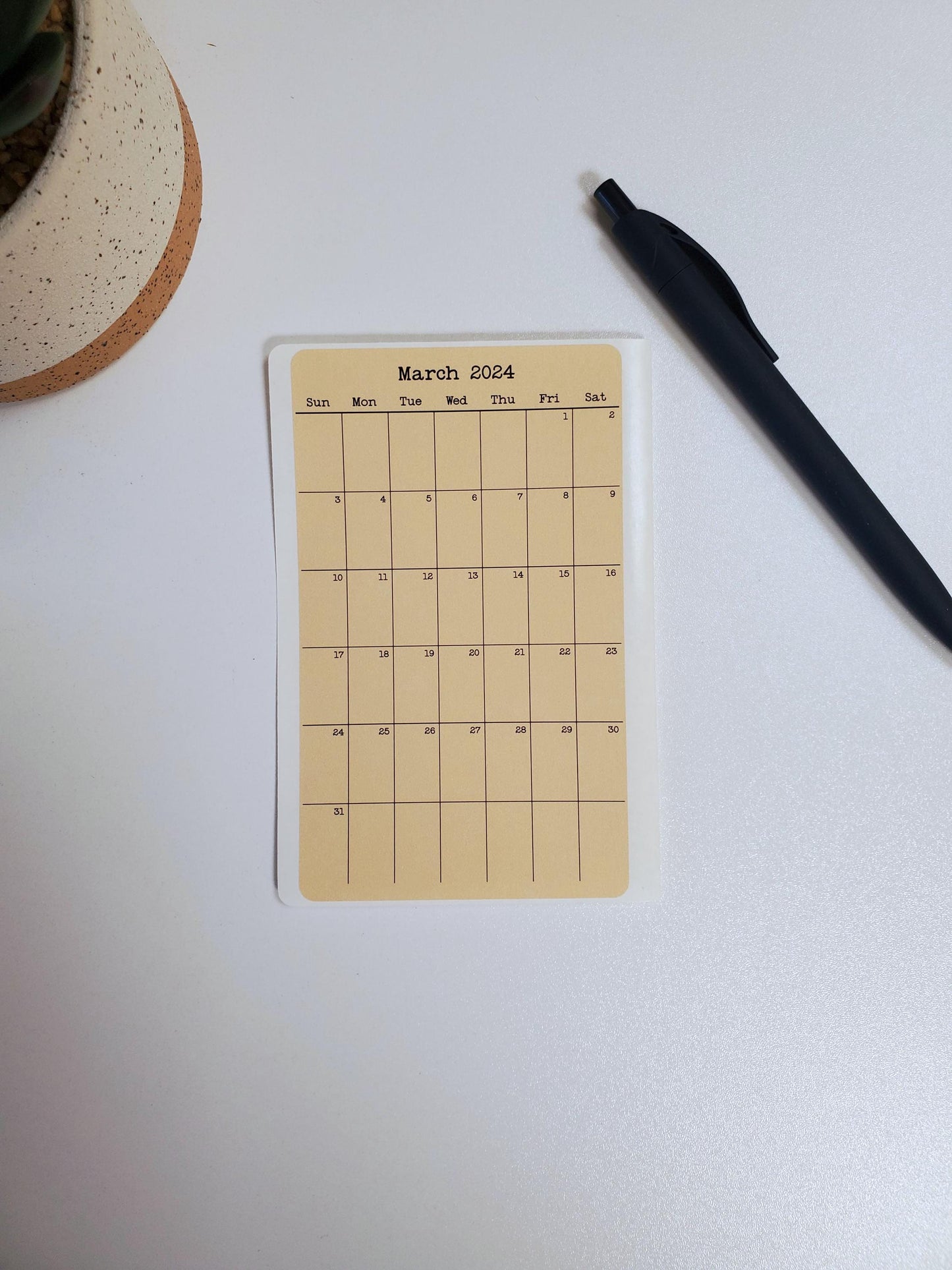 Small Calendar Stickers for Planners and Journals 2023, 2024, & 2025 | Start On Any Month | Monthly Sticker, Die Cut, Matte Finish, 3" x 5"