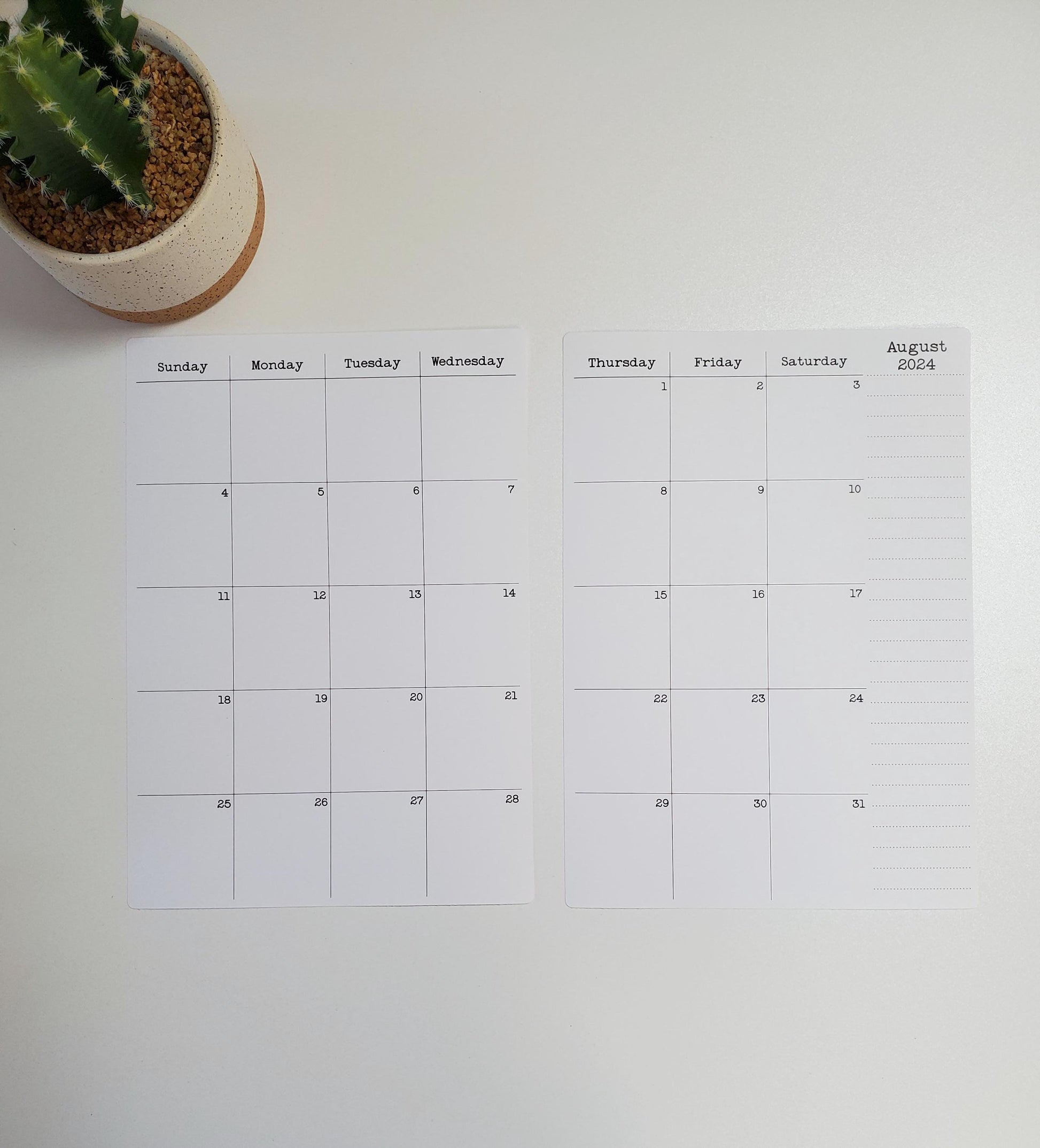 Large Two Page Calendar Stickers for Planners 2026, 2027 or 2028 | Matte Finish, B5 6.9" x 9.8" | 2 Stickers Per Month, 24 Total Stickers