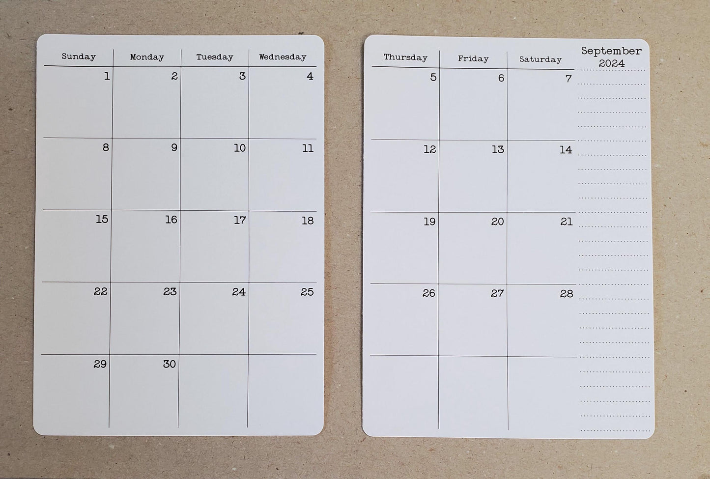 Two Page Calendar Stickers