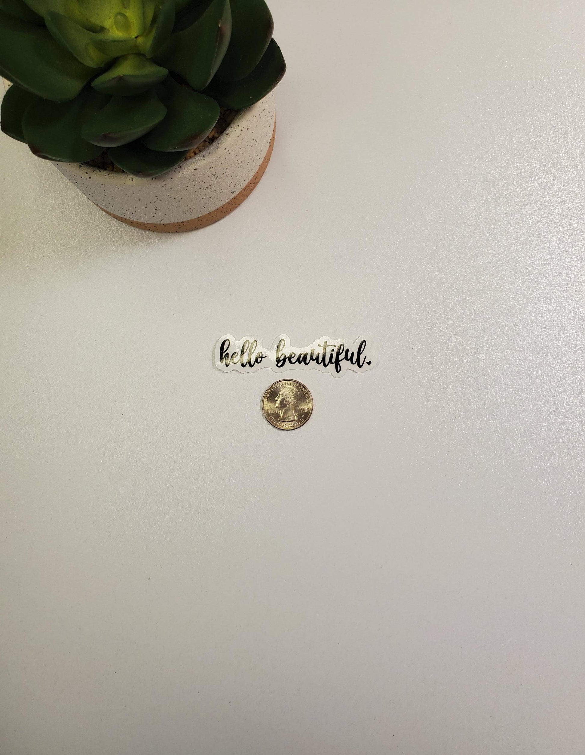 Hello Beautiful Sticker for Laptops, Water Bottles, Journals | Die Cut, Clear Transparent Vinyl