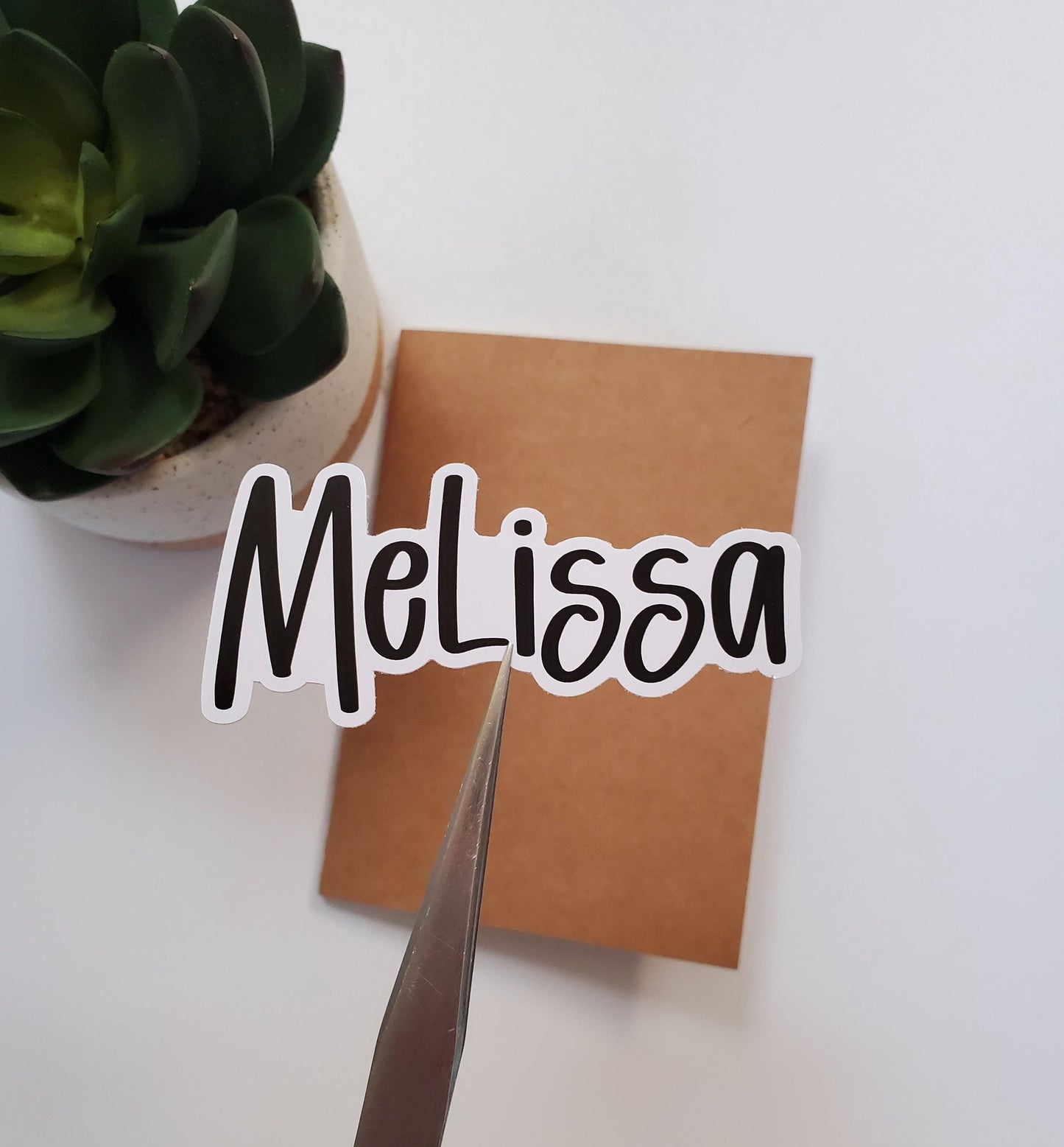 Custom Name Sticker | Vinyl Name Sticker Labels | Contour Cut, Glossy Vinyl | Font B