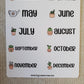 Months Banner Sticker Sheet | Month Header Stickers for Planners, Journals and Calendars | Kiss Cut, Matte Finish | Style C