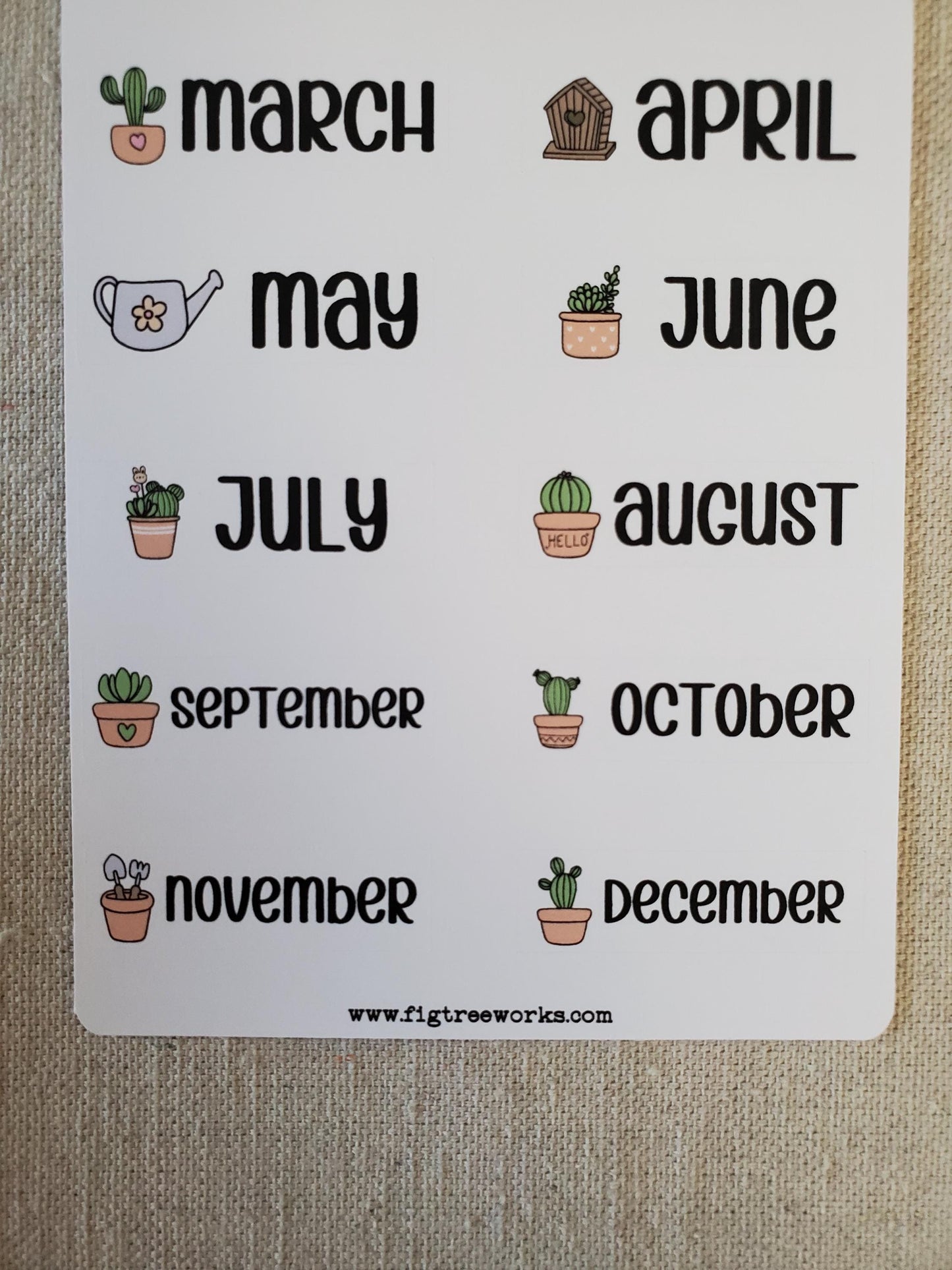 Months Banner Sticker Sheet | Month Header Stickers for Planners, Journals and Calendars | Kiss Cut, Matte Finish | Style C