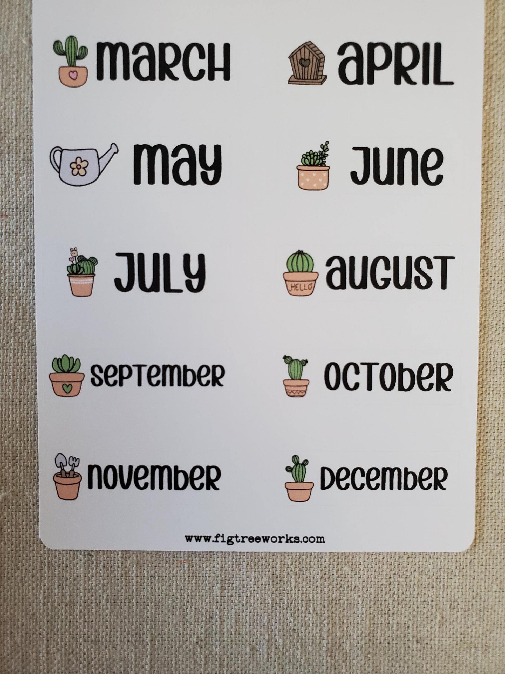 Months Banner Sticker Sheet | Month Header Stickers for Planners, Journals and Calendars | Kiss Cut, Matte Finish | Style C