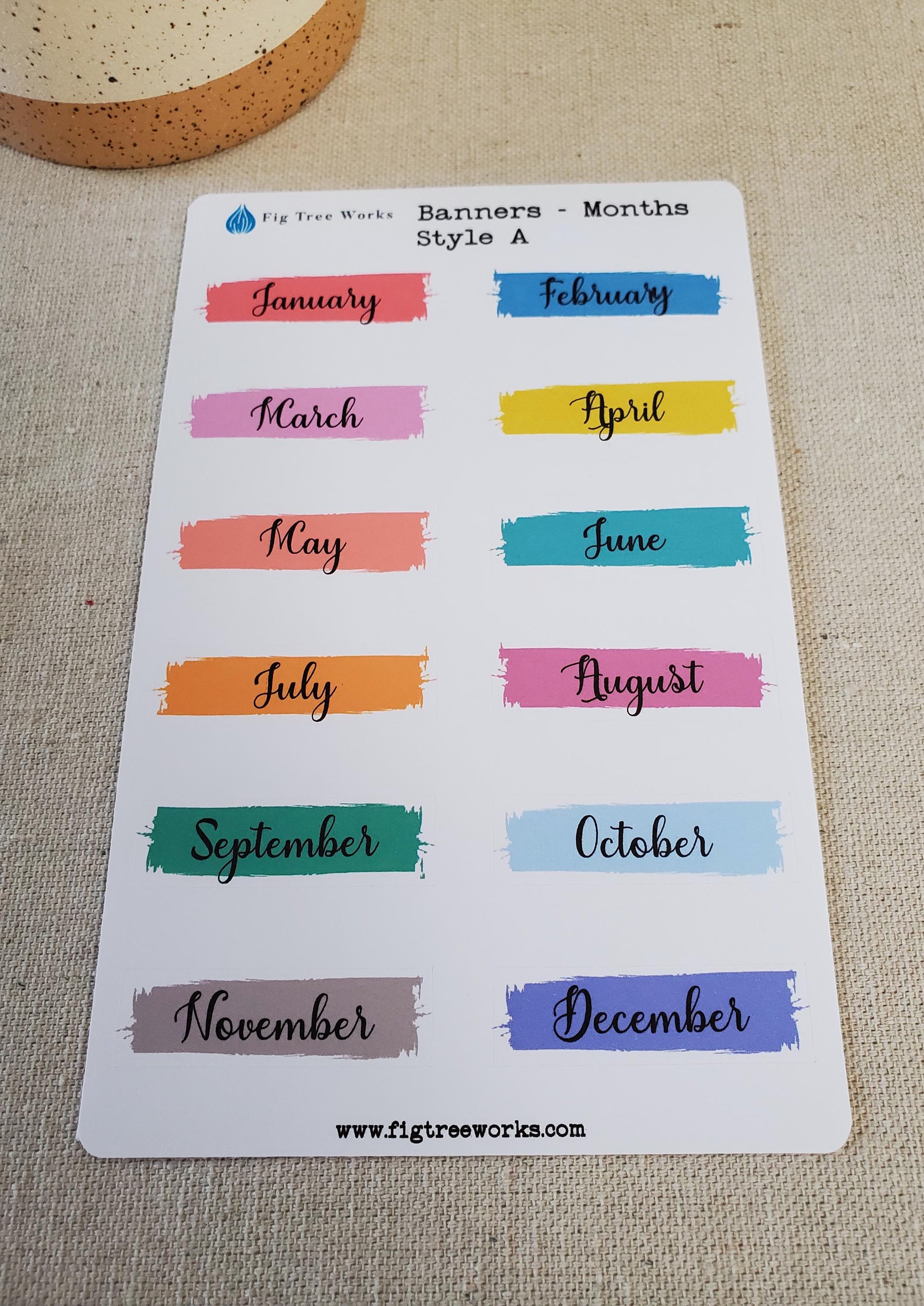 Months Banner Sticker Sheet | Months Header for Planner Stickers for Planners, Journals and Notebooks | Kiss Cut, Matte Finish | Style A