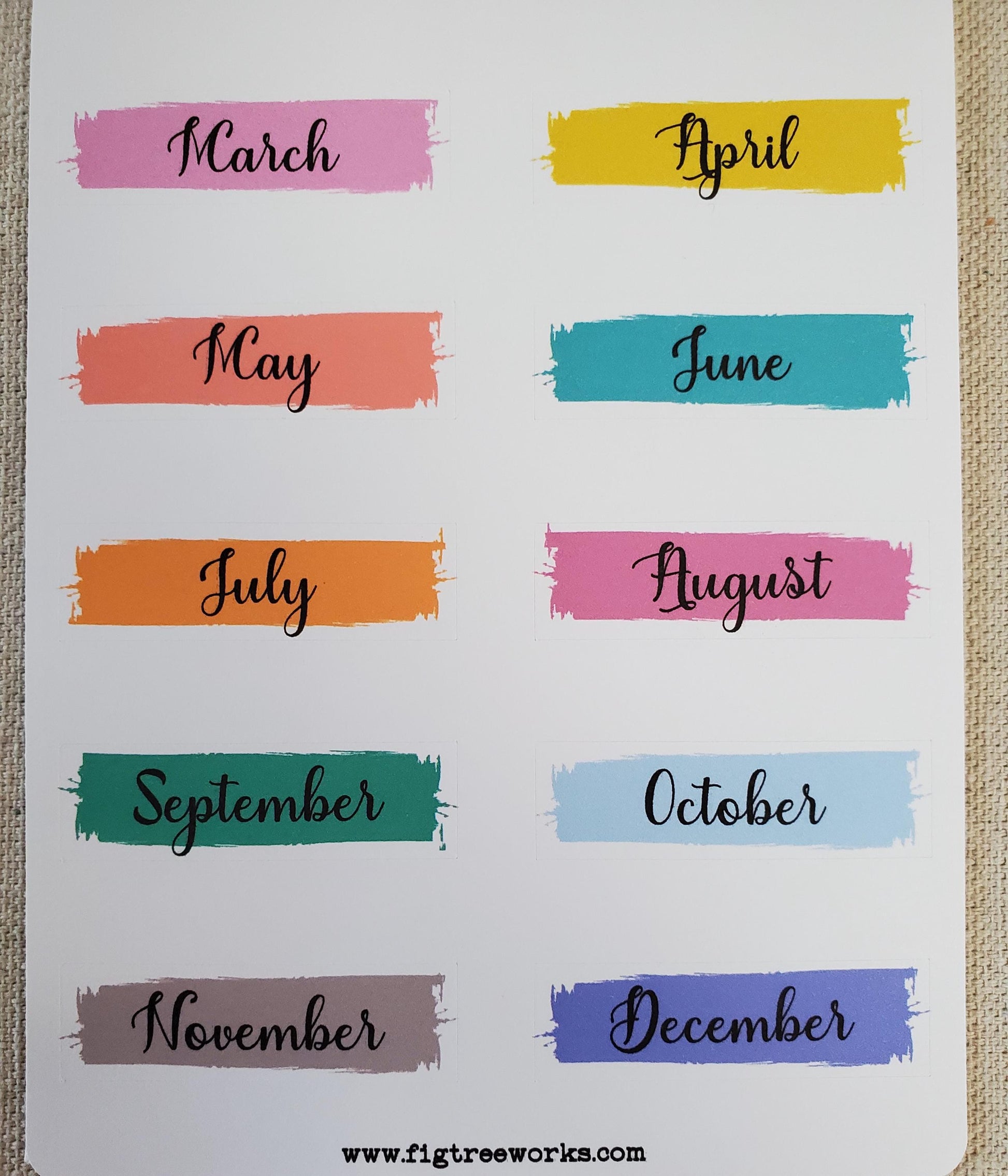 Months Banner Sticker Sheet | Months Header for Planner Stickers for Planners, Journals and Notebooks | Kiss Cut, Matte Finish | Style A