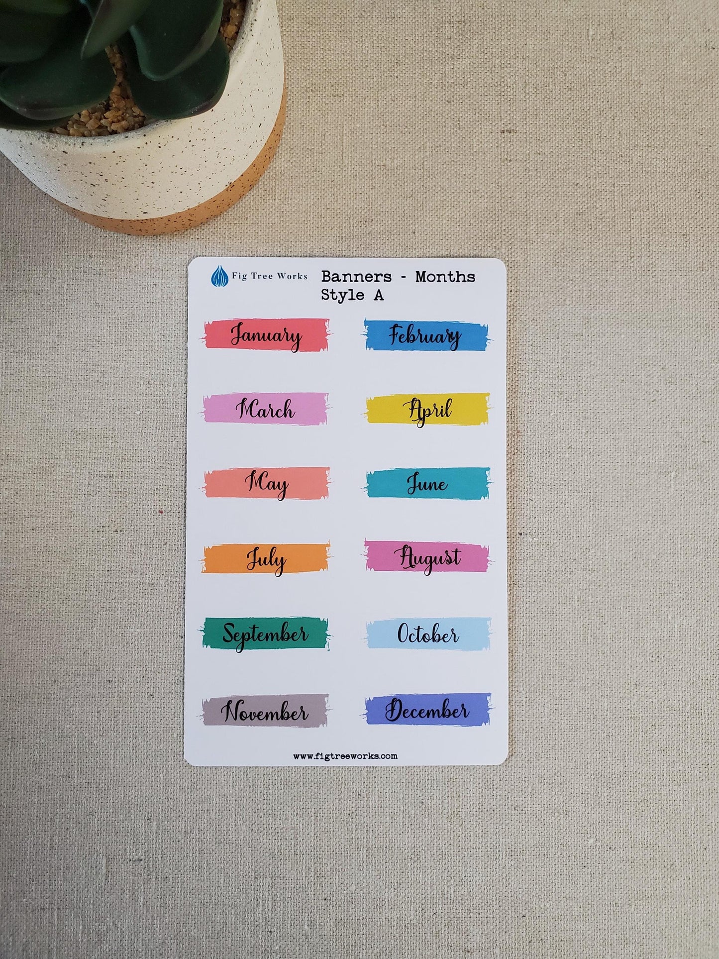 Months Banner Sticker Sheet | Months Header for Planner Stickers for Planners, Journals and Notebooks | Kiss Cut, Matte Finish | Style A