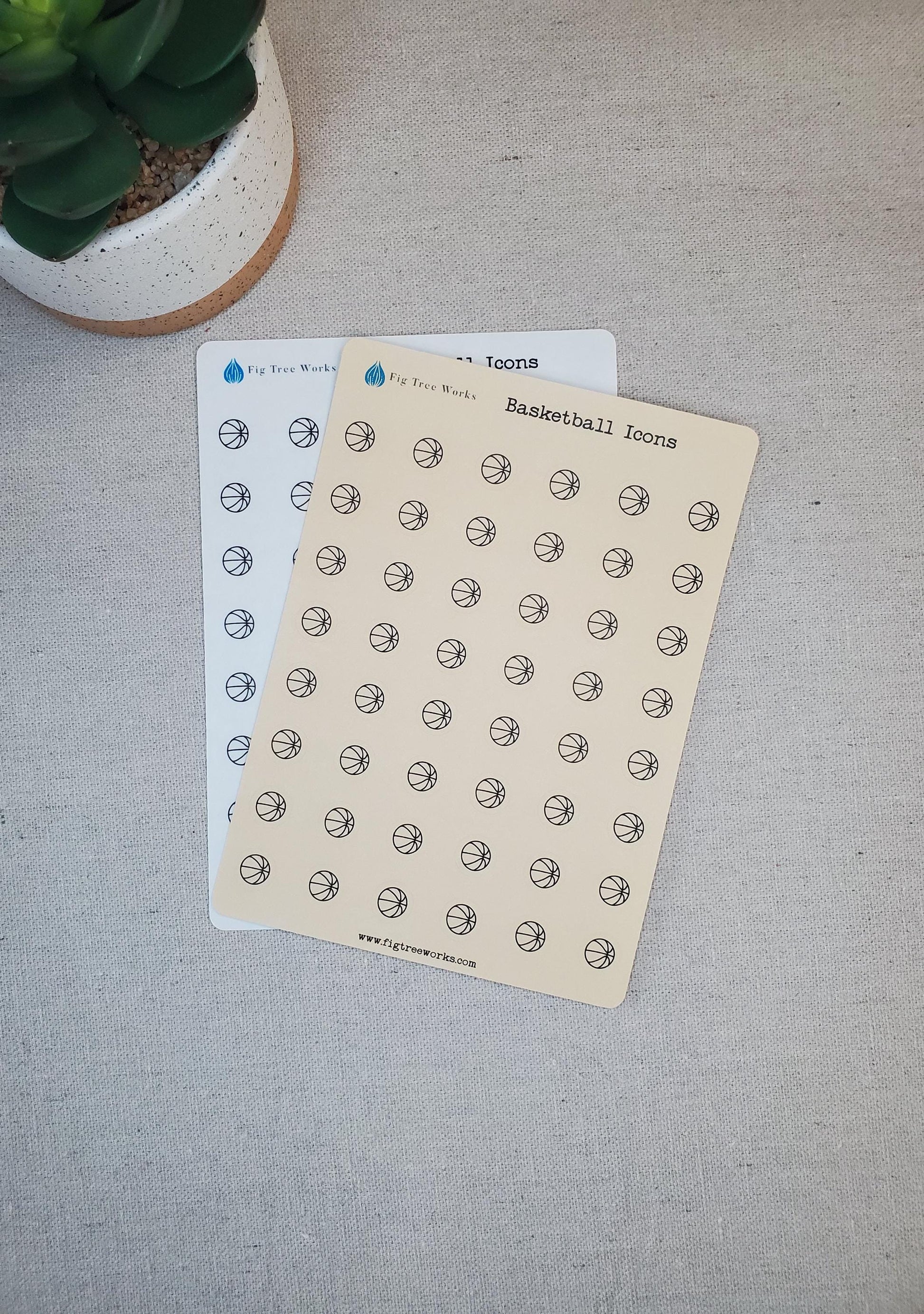 Basketball Icon Stickers, Sports Icon Stickers for Planners, Journals, and Notebooks | 7 Colors To Choose From | Kiss Cut, Matte Finish