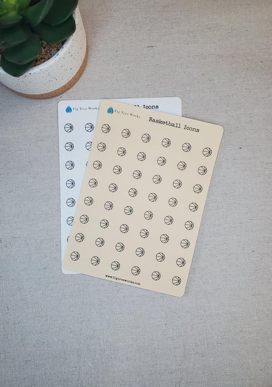 Basketball Icon Stickers, Sports Icon Stickers for Planners, Journals, and Notebooks | 7 Colors To Choose From | Kiss Cut, Matte Finish