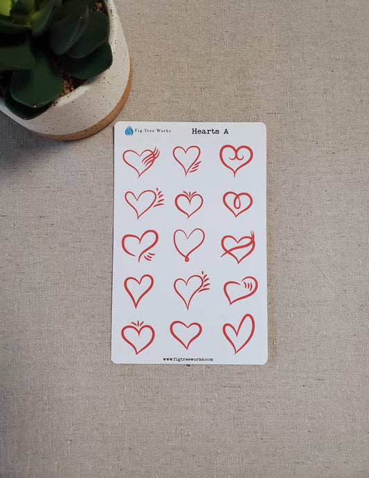 Hearts Sticker Sheet - Style A