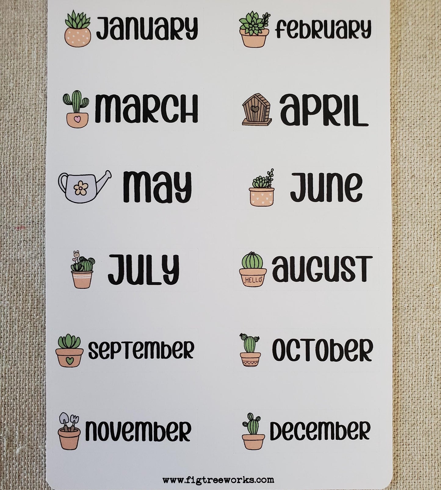 Months Banner Sticker Sheet | Month Header Stickers for Planners, Journals and Calendars | Kiss Cut, Matte Finish | Style C