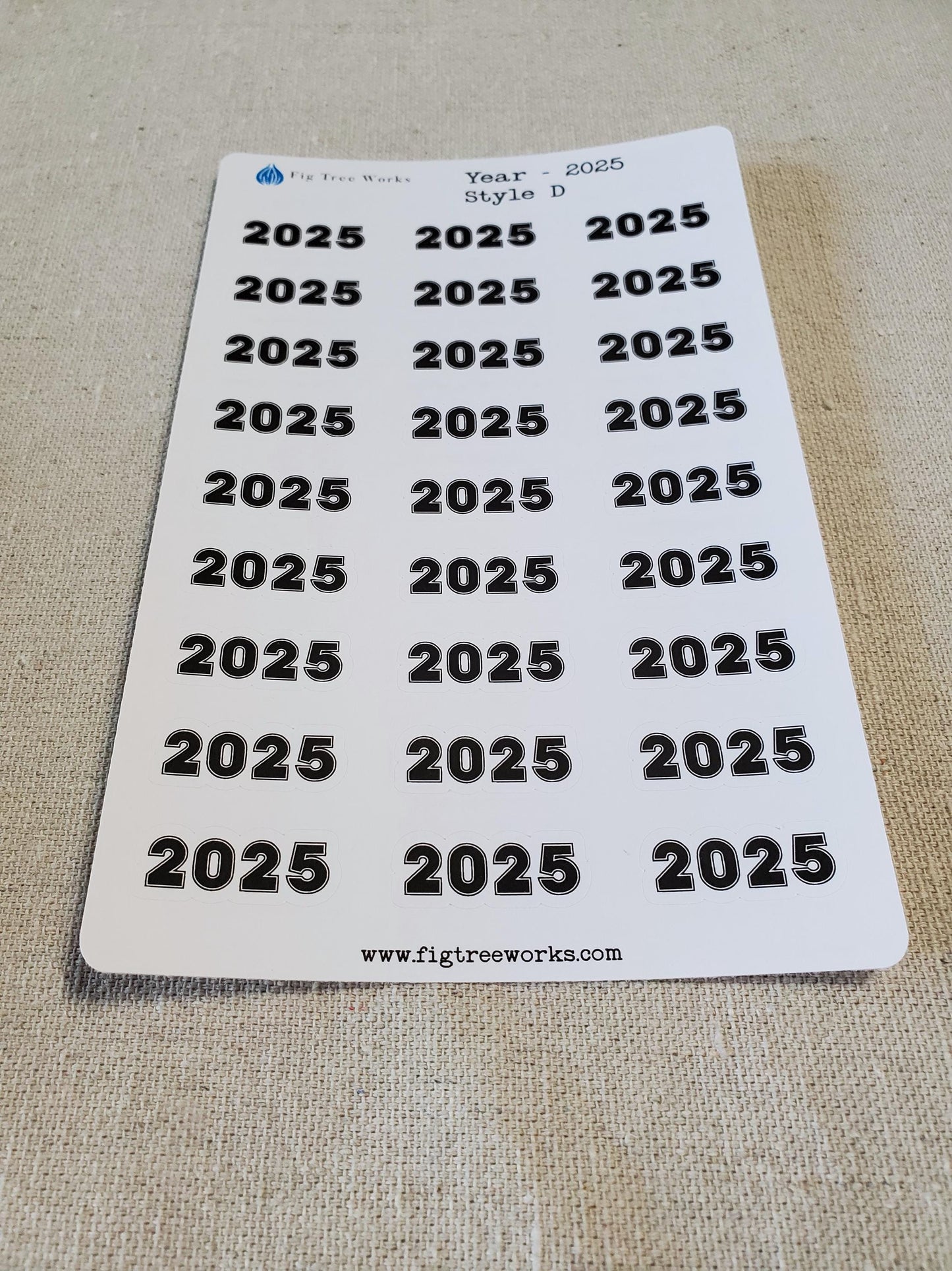 Year Stickers for Calendars, Planners, Journals | Kiss Cut, Matte Finish | Style D