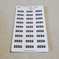 Year Stickers for Calendars, Planners, Journals | Kiss Cut, Matte Finish | Style D