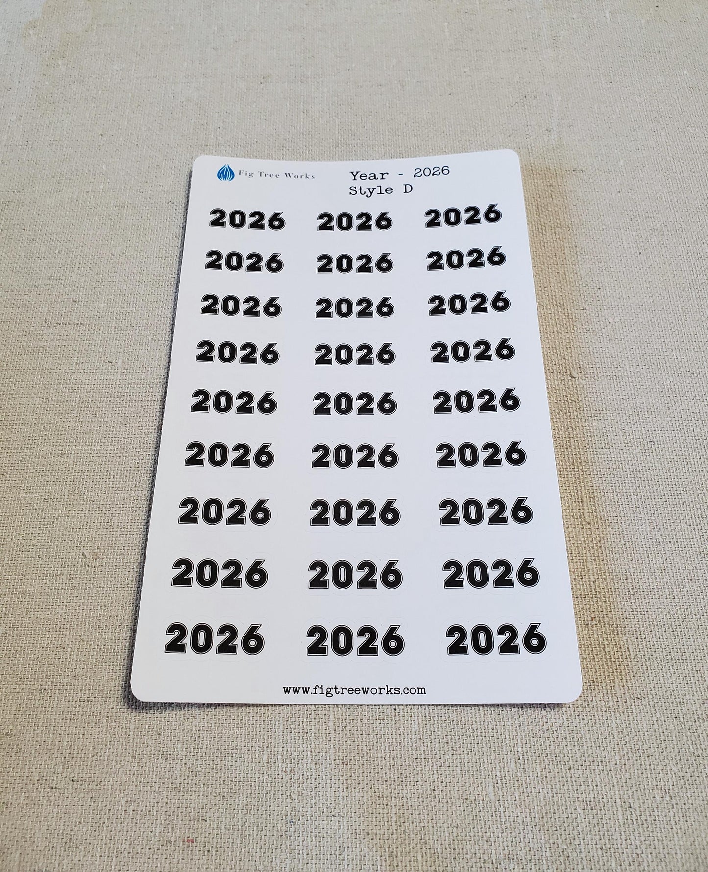Year Stickers for Calendars, Planners, Journals | Kiss Cut, Matte Finish | Style D