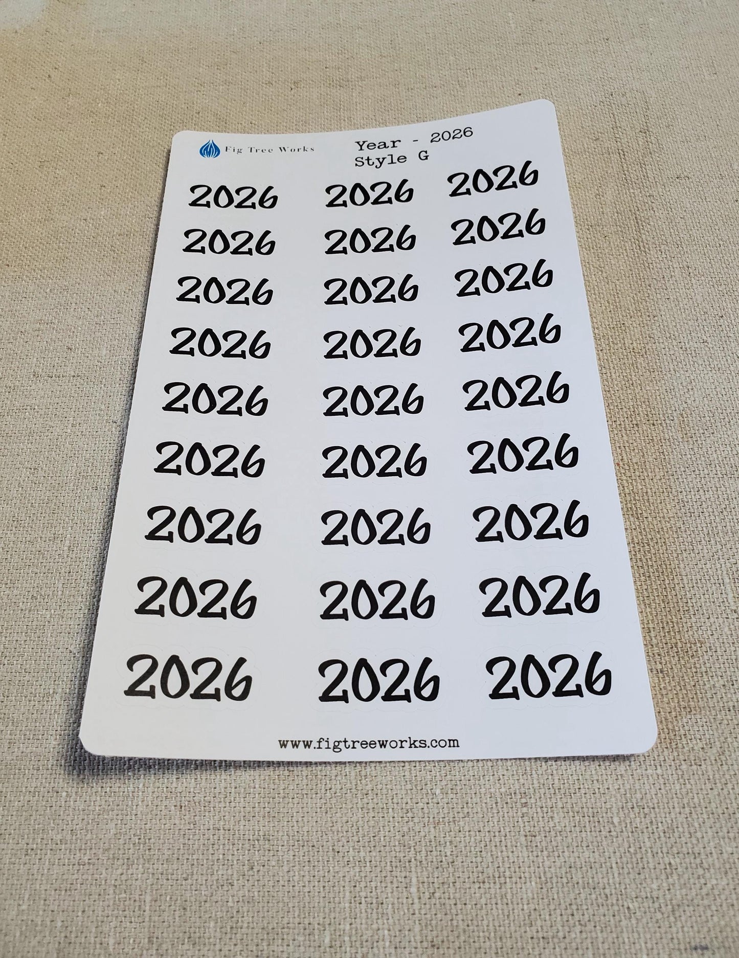 Year Stickers for Calendars, Planners, Journals | Kiss Cut, Matte Finish | Style G