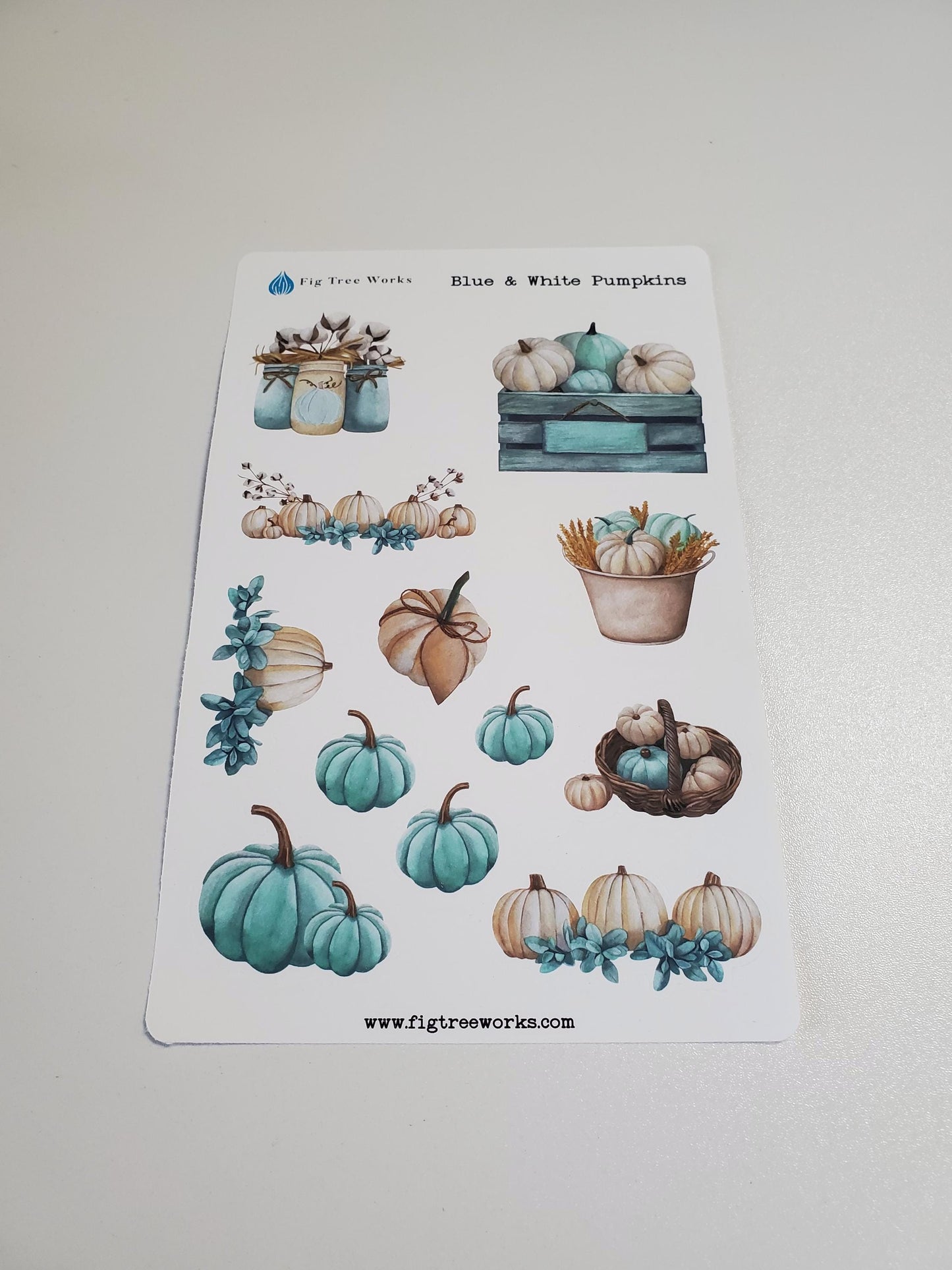 Blue and White Pumpkins Sticker Sheet