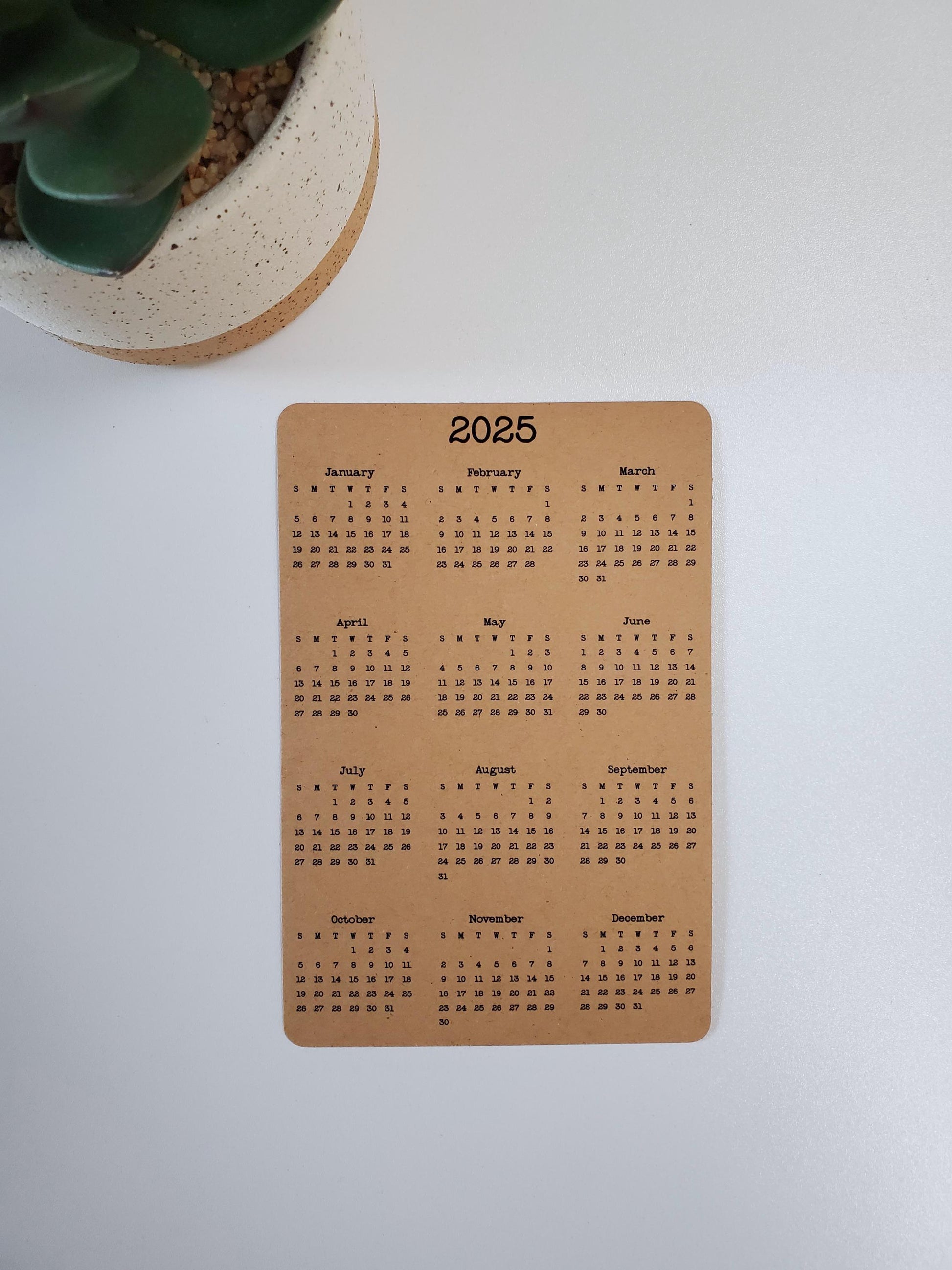 Double Sided Year At A Glance Cardstock Calendar With 2 Years 4" x 6"