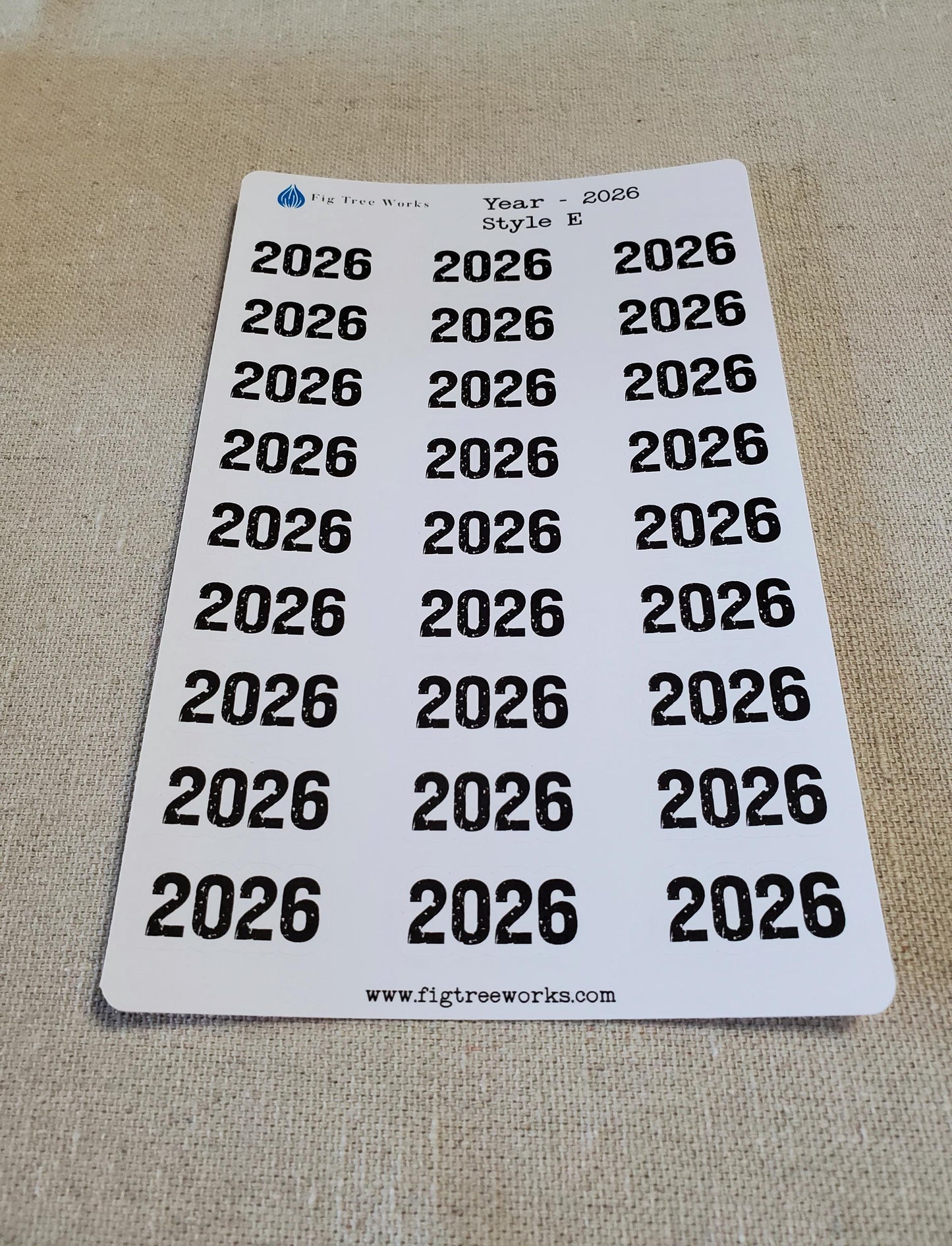 Year Stickers for Calendars, Planners, Journals | Kiss Cut, Matte Finish | Style E