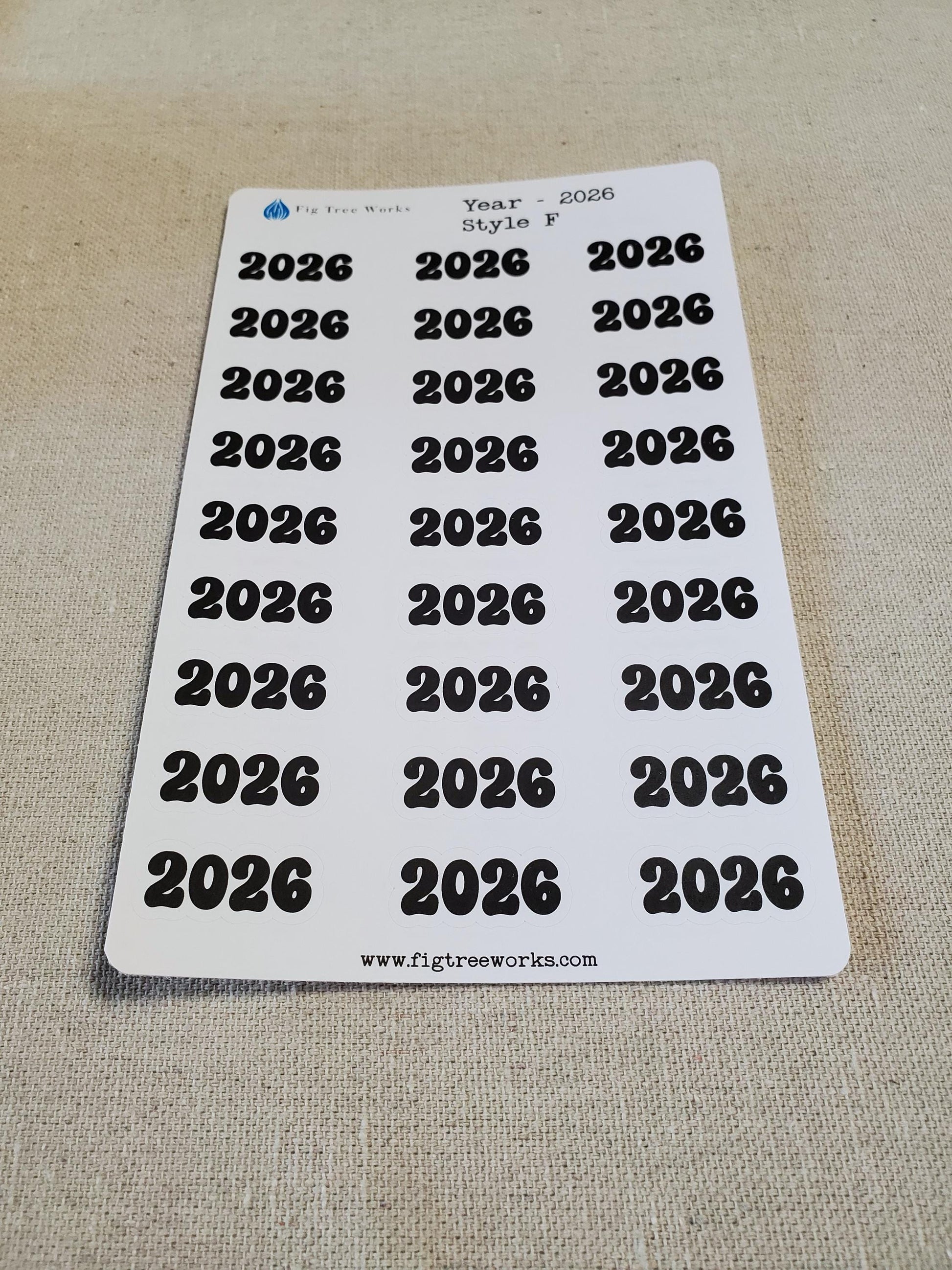 Year Stickers for Calendars, Planners, Journals | Kiss Cut, Matte Finish | Style F