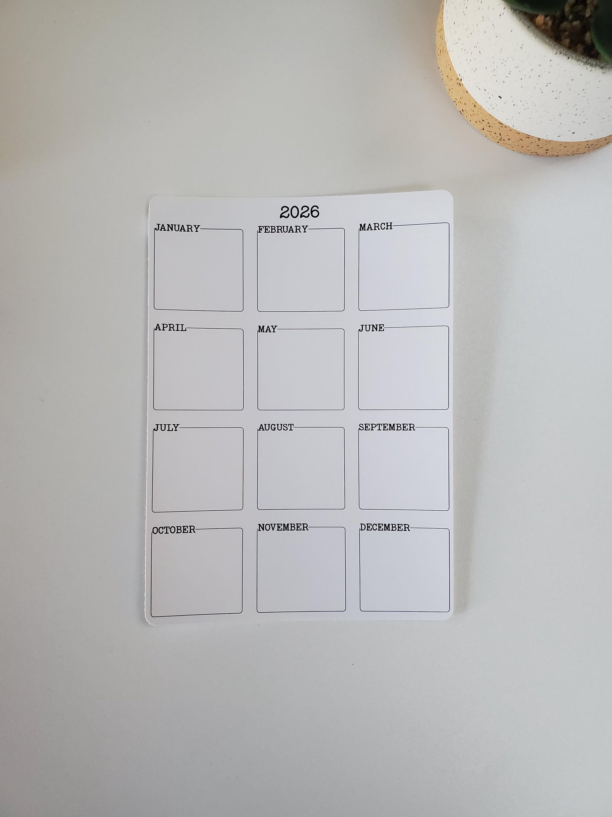 Yearly Overview Minimalist Sticker | 5" x 7"