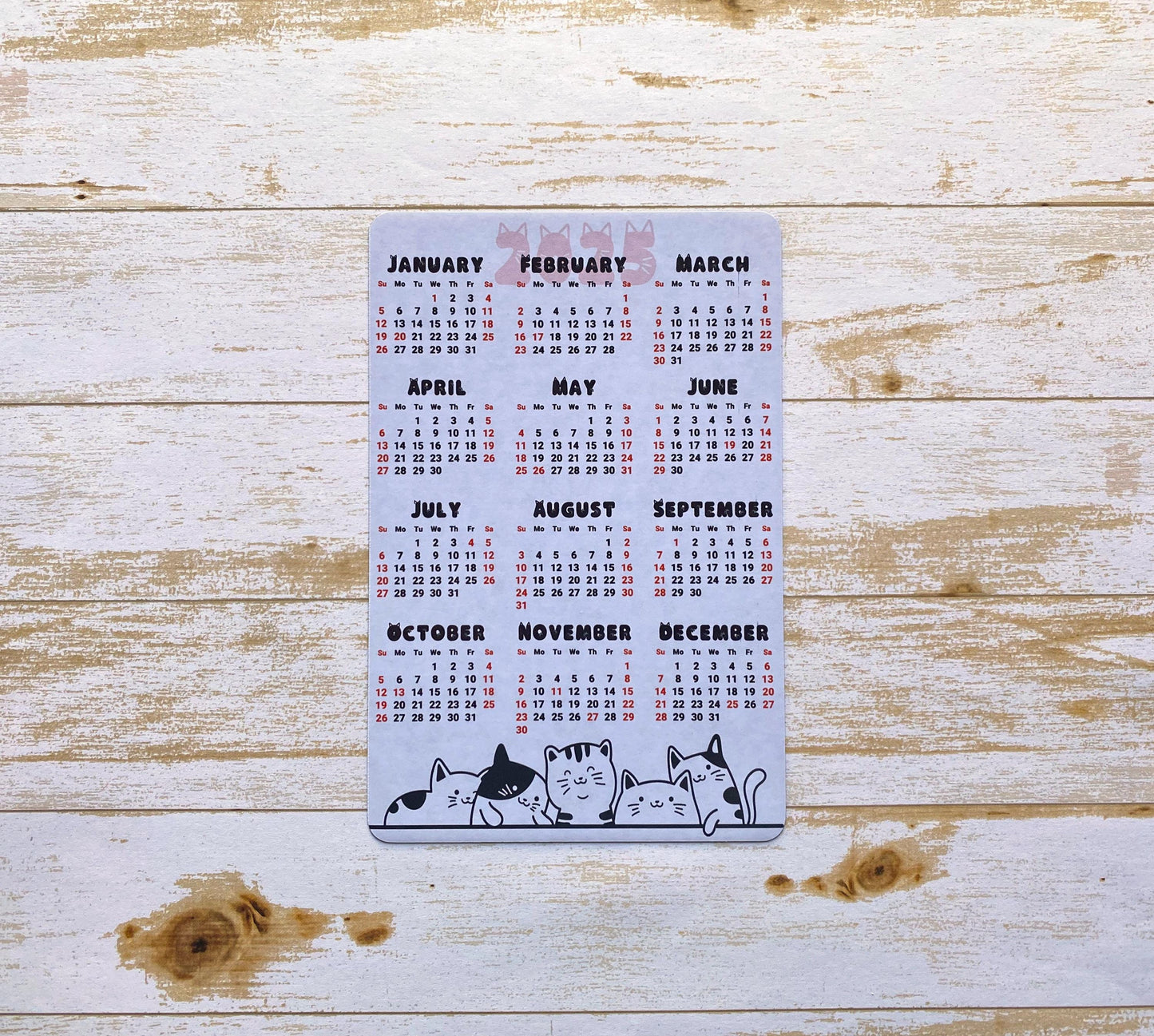 Cat Lover Calendar Magnet 4" x 6" Start On Any Month | 2025, 2026, or 2027 Year at a Glance | Magnet Calendar for Fridge | Glossy Finish