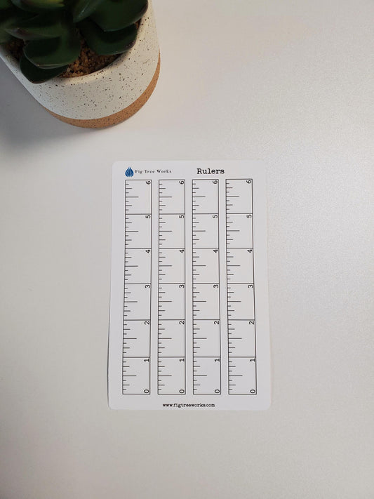 Ruler Sticker Sheet 6 Inches | Functional Stickers for Planners and Journals | Matte Finish