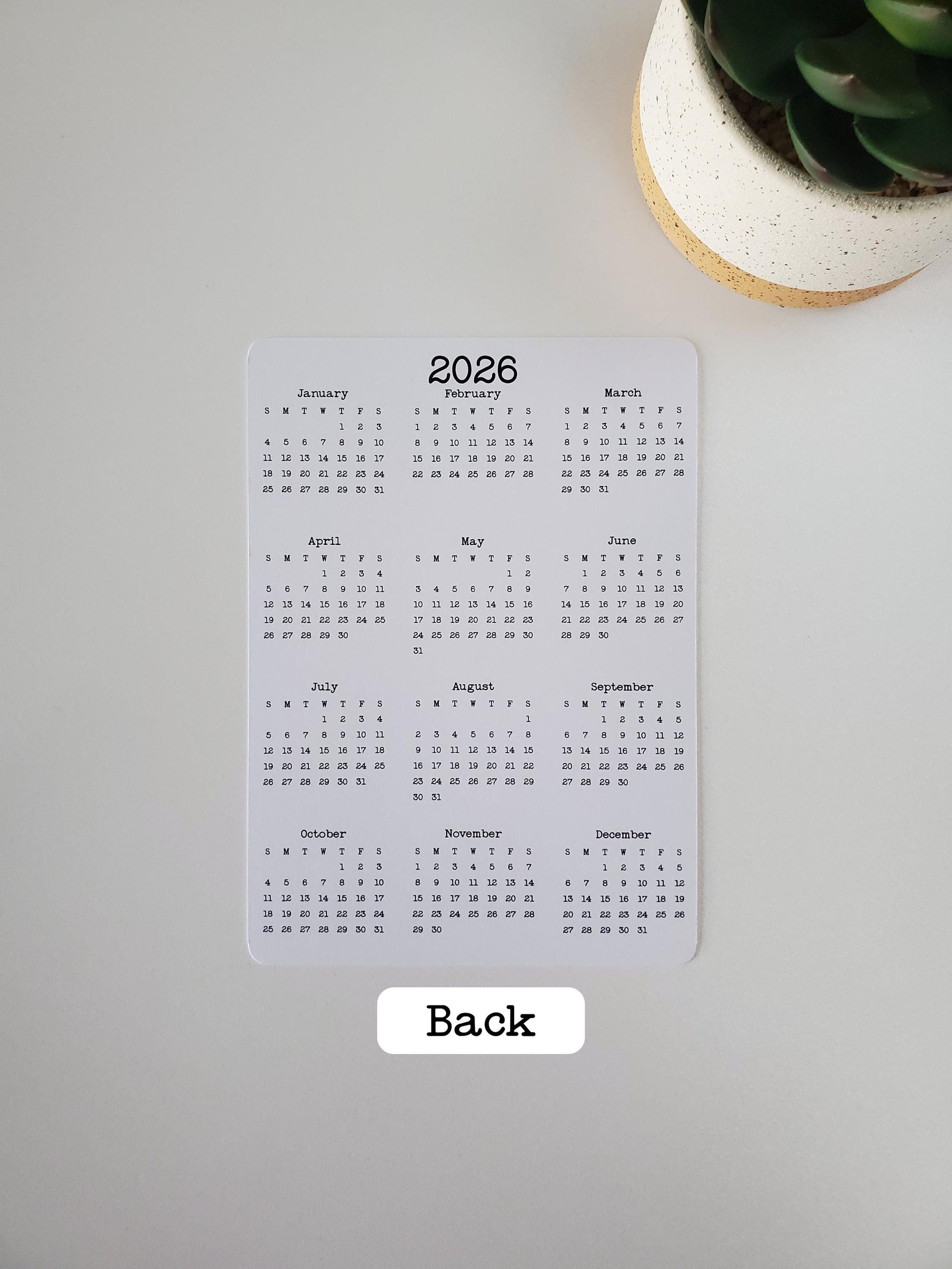 Year At A Glance Cardstock Calendar Double Sided