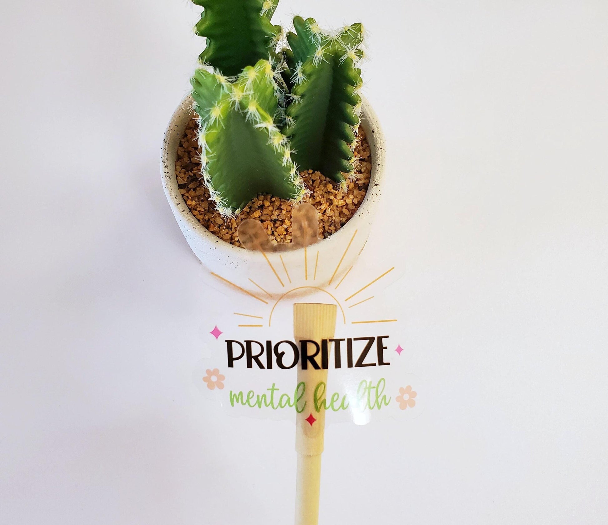Prioritize Mental Health Vinyl Sticker | Mental Health Sticker | Die Cut, Clear Transparent Vinyl