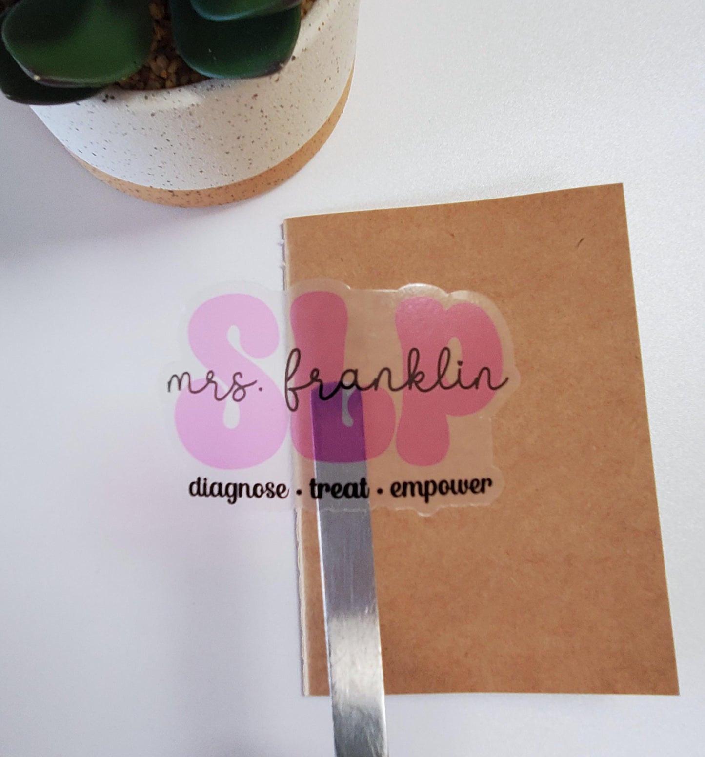 Custom Name Speech Therapy Vinyl Sticker for Speech Language Pathologist | SLP Gift Sticker | Clear Transparent Vinyl