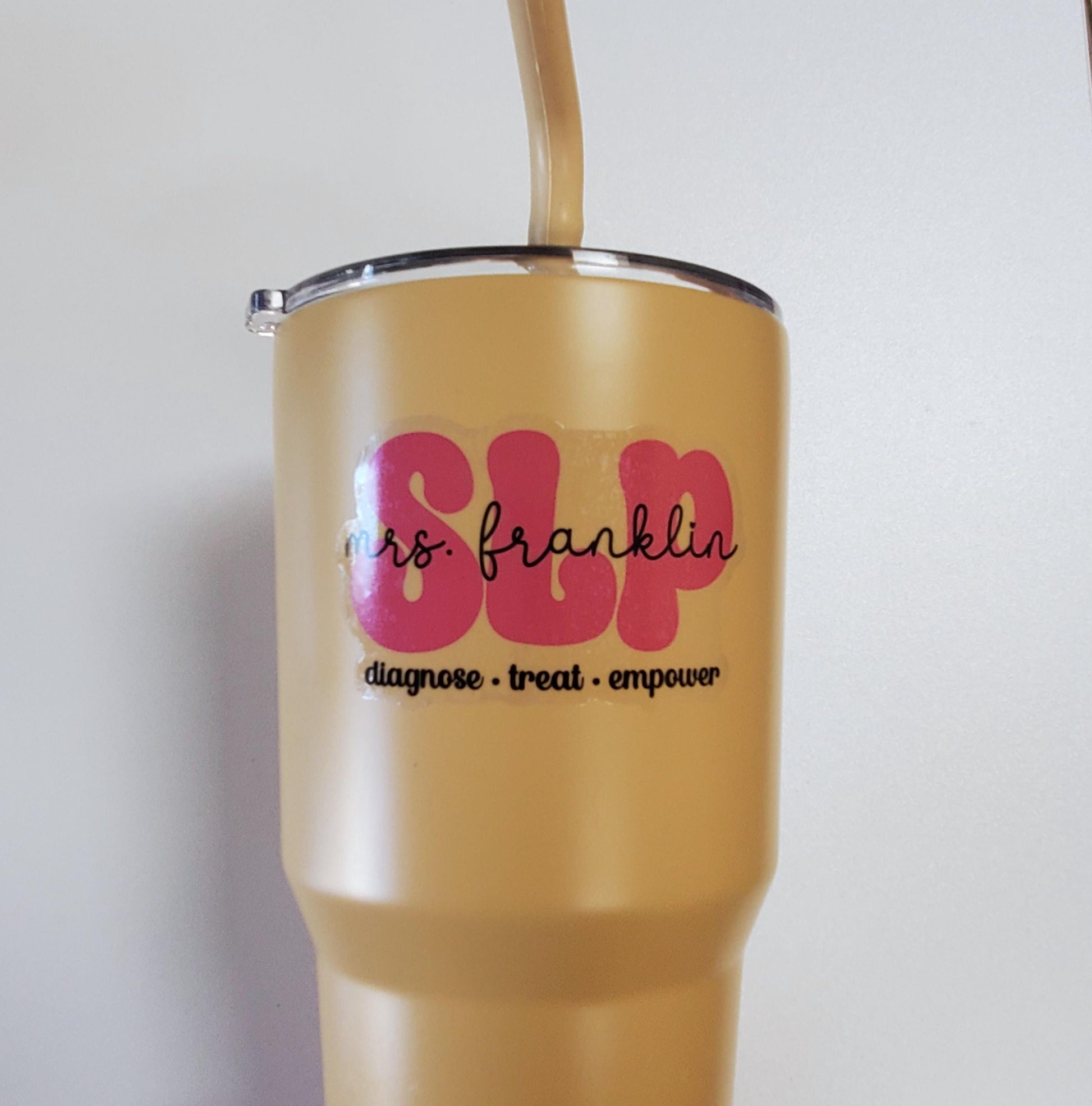 Custom Name Speech Therapy Vinyl Sticker for Speech Language Pathologist | SLP Gift Sticker | Clear Transparent Vinyl