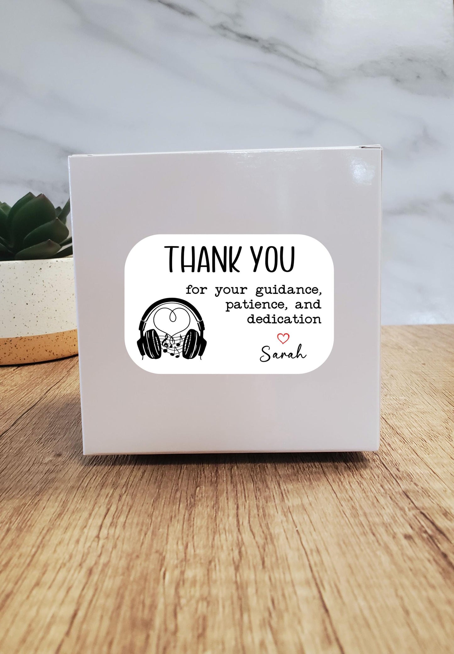 Music Thank You For Your Guidance, Patience, Dedication Label Sticker | Customizable Name | 3" x 2" Label