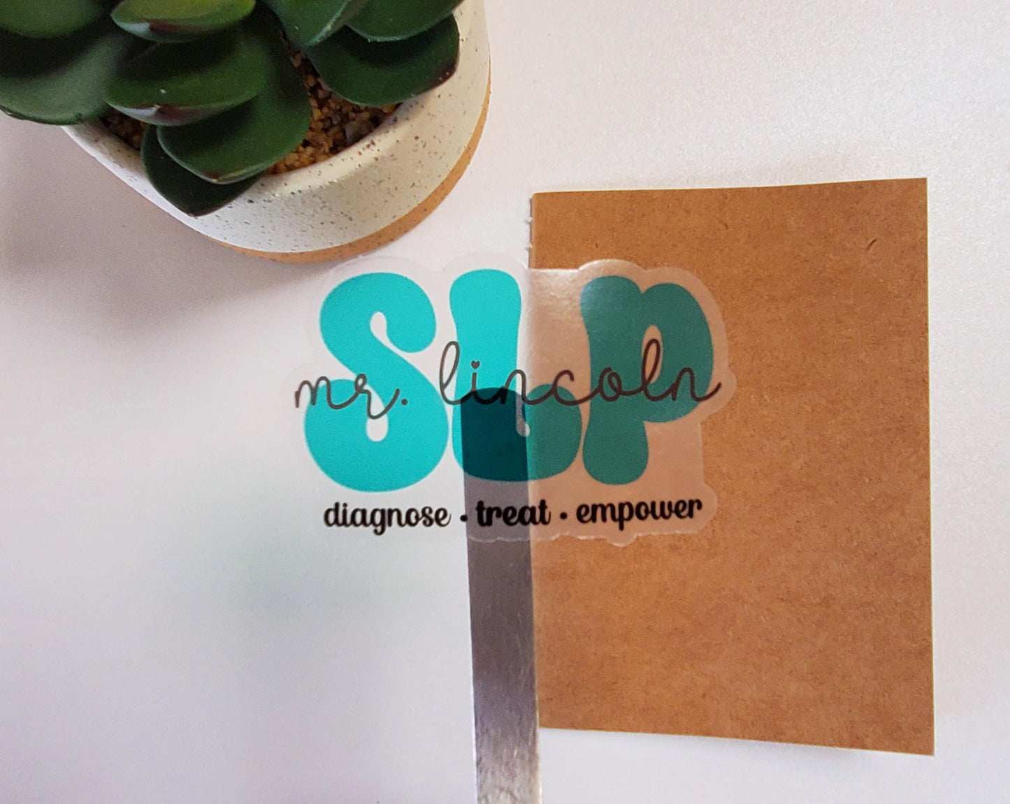 Custom Name Speech Therapy Vinyl Sticker for Speech Language Pathologist | SLP Gift Sticker | Clear Transparent Vinyl