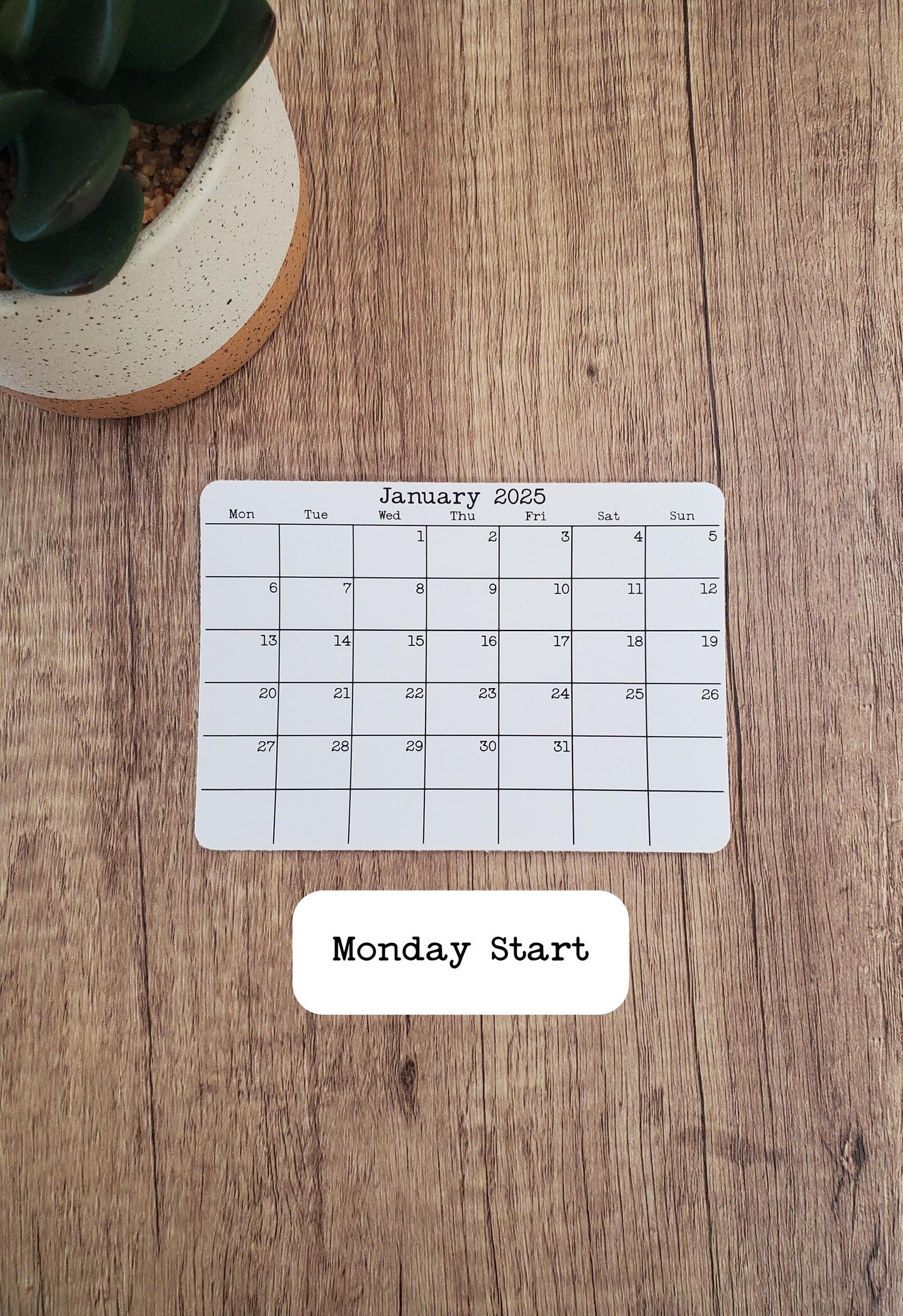 Small 5" x 3.5" Landscape Calendar Stickers for Planners and Journals | Sunday or Monday Start | Monthly Sticker, Matte Finish