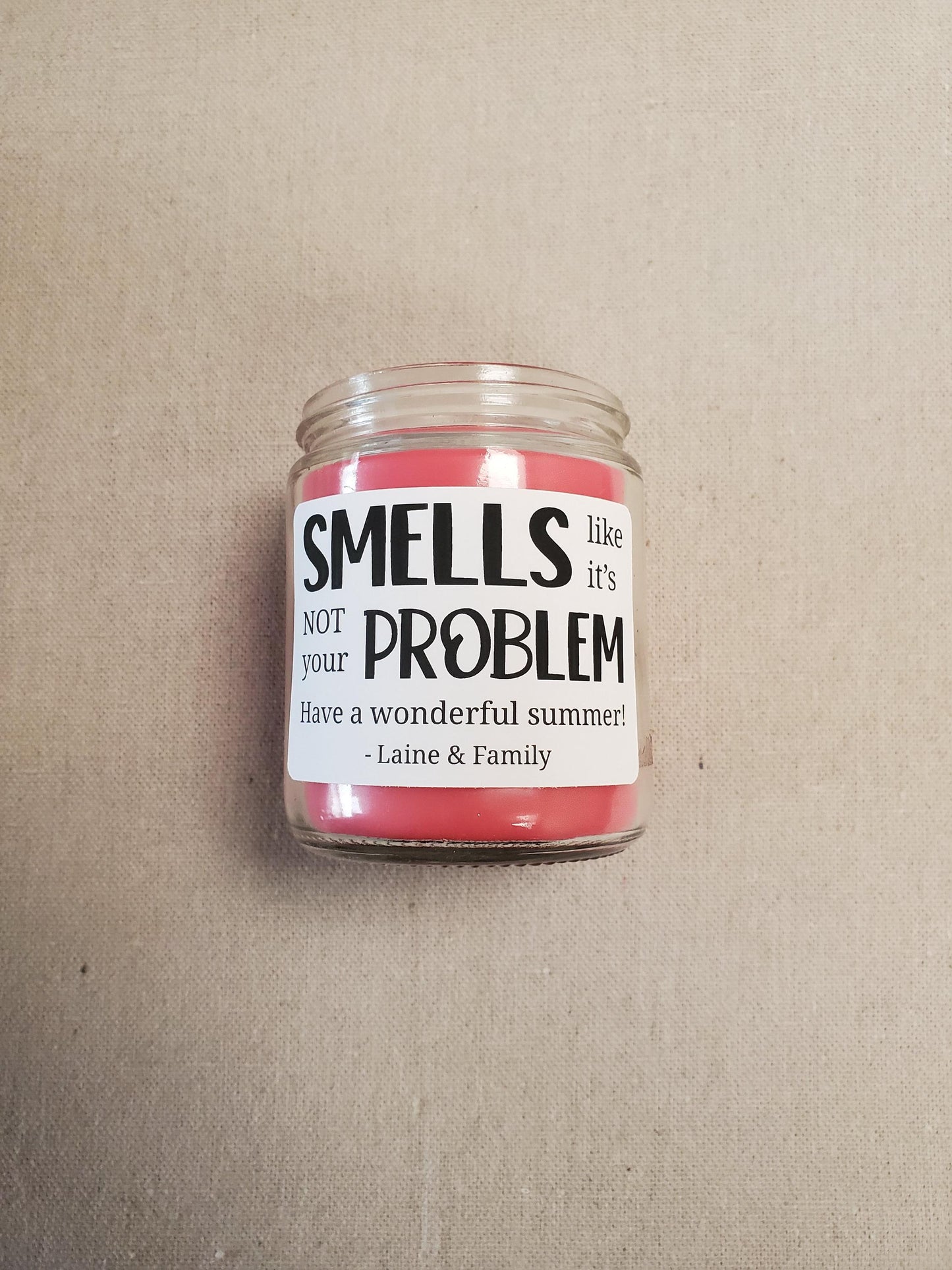 Smells Like It's Not Your Problem Custom Name Candle Label | Gifts for Teachers Staff Appreciation | 3" x 2" Sticker Label