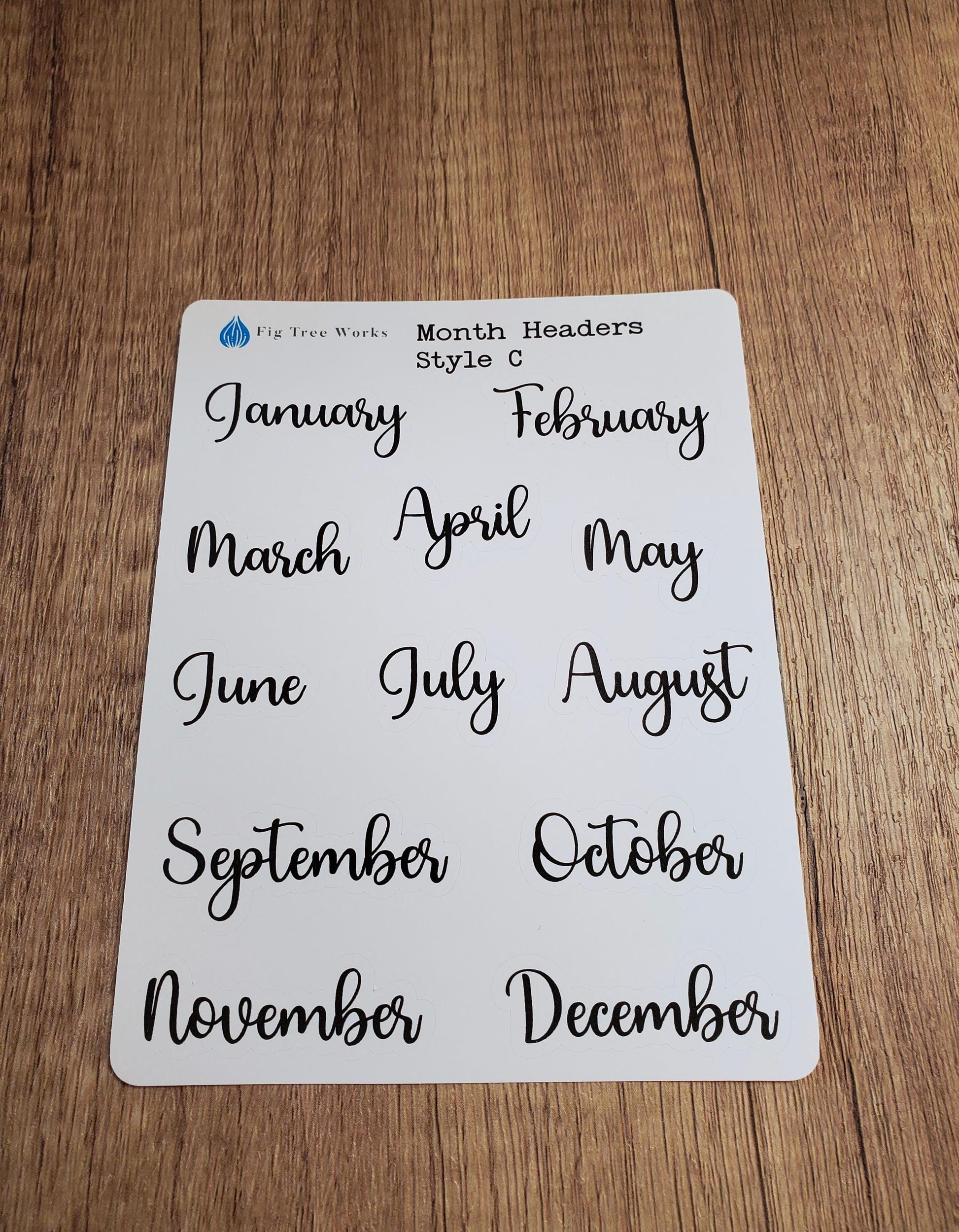 Month Header Planner Stickers | Month Names Sticker, Kiss Cut, Matte Finish | Style C