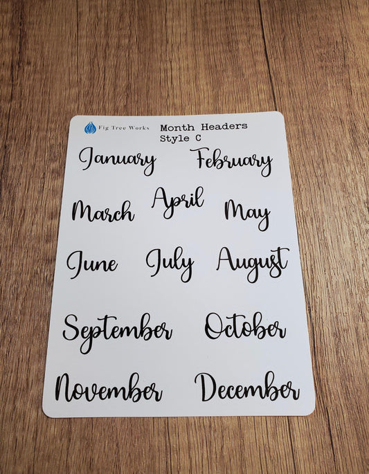 Month Header Planner Stickers | Month Names Sticker, Kiss Cut, Matte Finish | Style C
