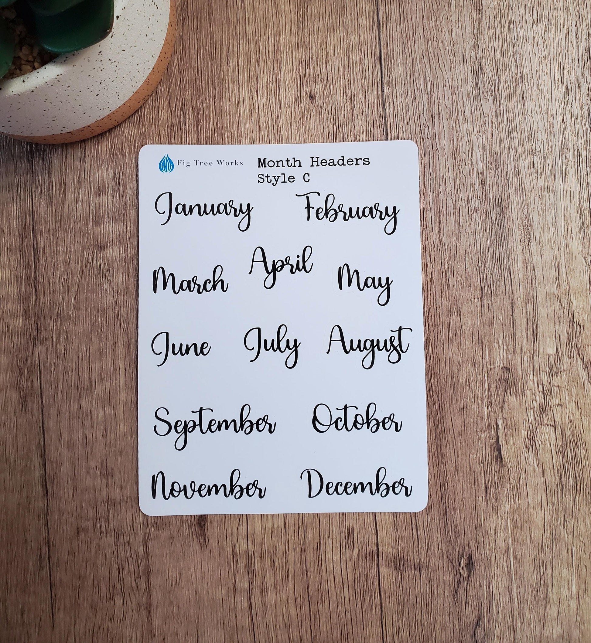 Month Header Planner Stickers | Month Names Sticker, Kiss Cut, Matte Finish | Style C