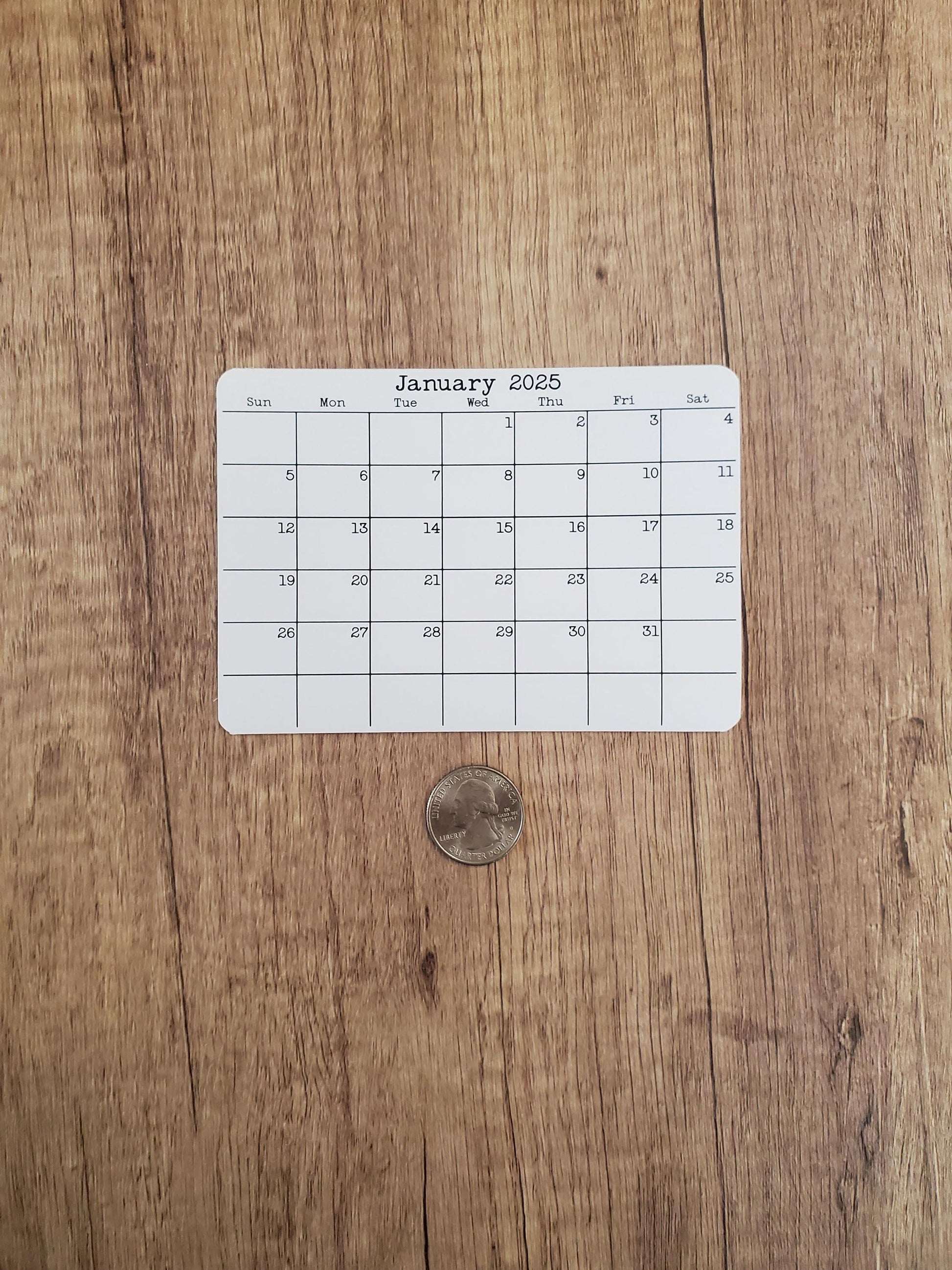 Small 5" x 3.5" Landscape Calendar Stickers for Planners and Journals | Sunday or Monday Start | Monthly Sticker, Matte Finish