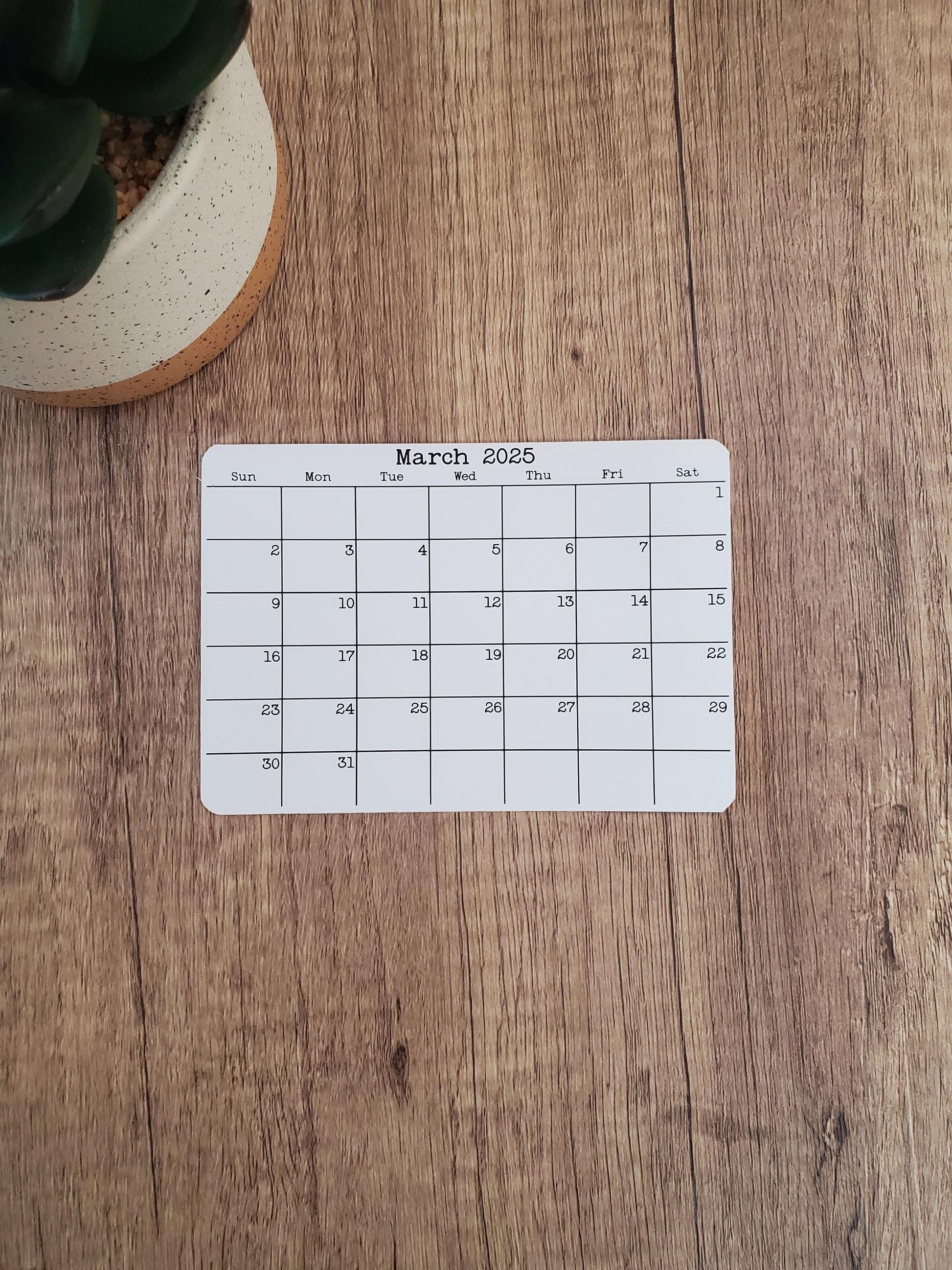 Small 5" x 3.5" Landscape Calendar Stickers for Planners and Journals | Sunday or Monday Start | Monthly Sticker, Matte Finish