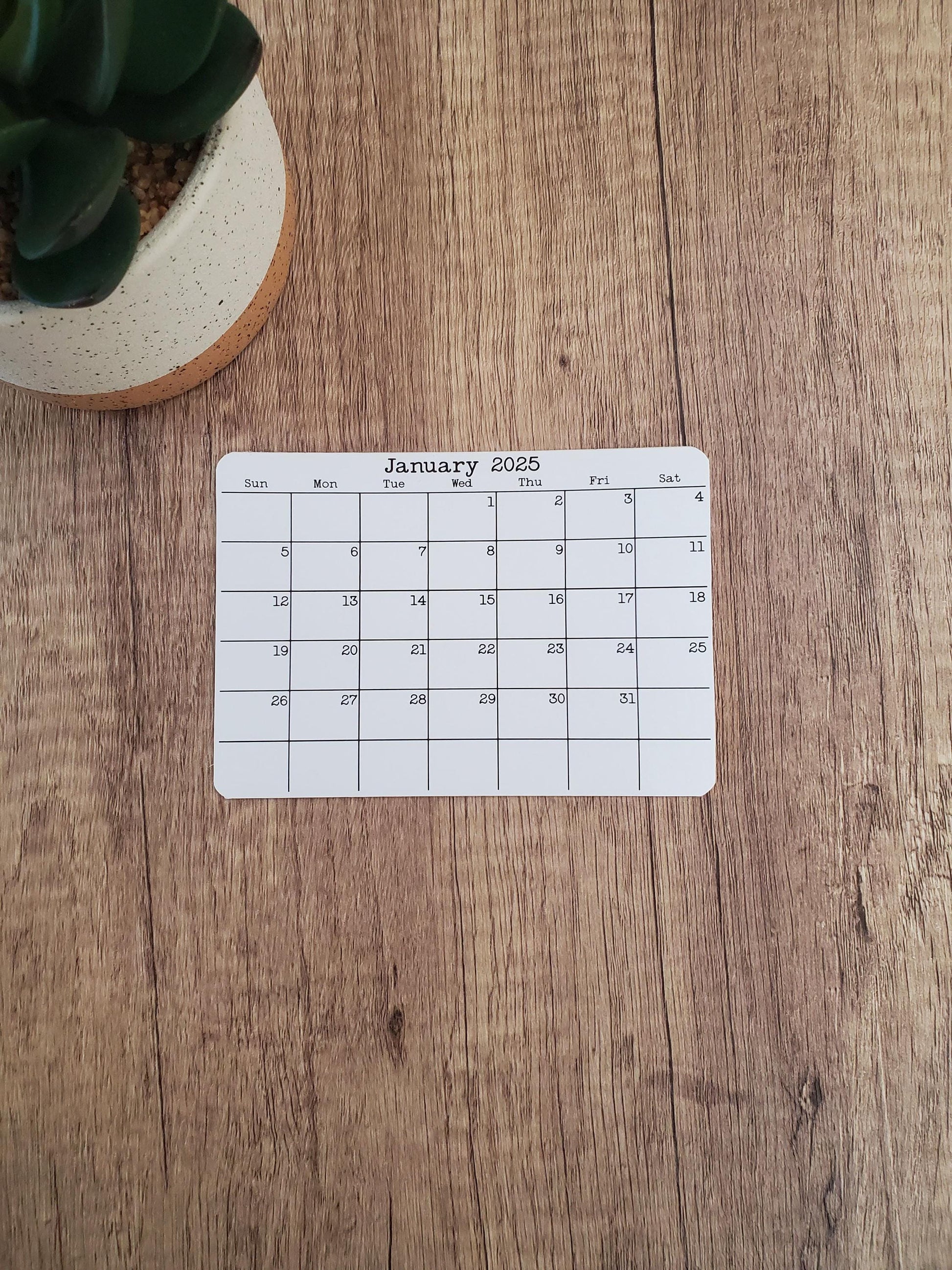 Small 5" x 3.5" Landscape Calendar Stickers for Planners and Journals | Sunday or Monday Start | Monthly Sticker, Matte Finish