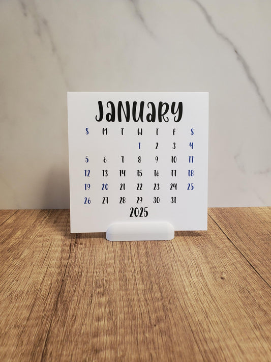 Cardstock Desk Calendar 5x5 | Simple Single Month Design | Start On Any Month