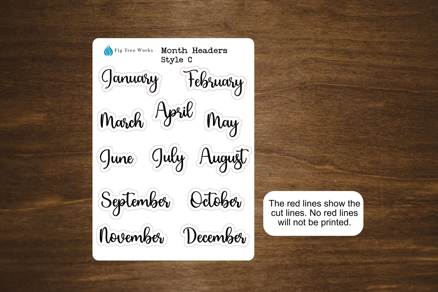 Month Header Planner Stickers | Month Names Sticker, Kiss Cut, Matte Finish | Style C