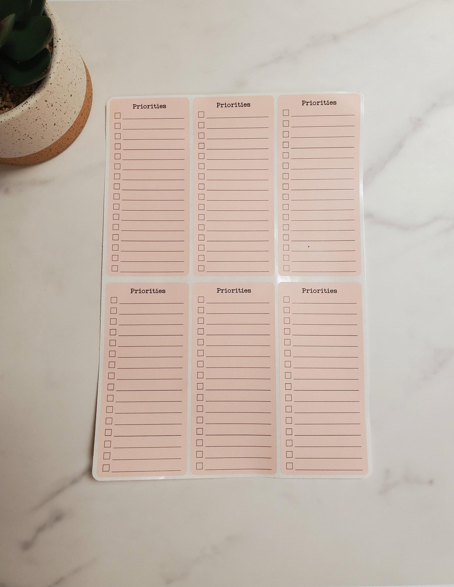 Priorities List Stickers for Planners, Journals, and Agendas | 6 Stickers Per Sheet | Kiss Cut, Matte Finish