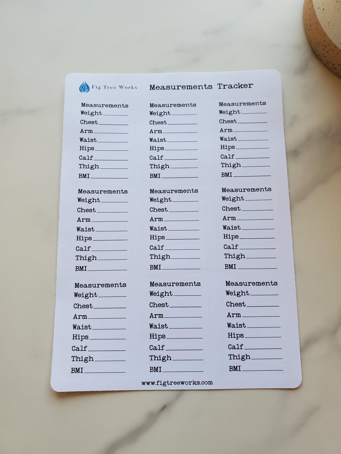 Body Measurement Tracker Stickers for Planners, Journals and Agendas | Fitness Exercise Stickers | Matte Finish