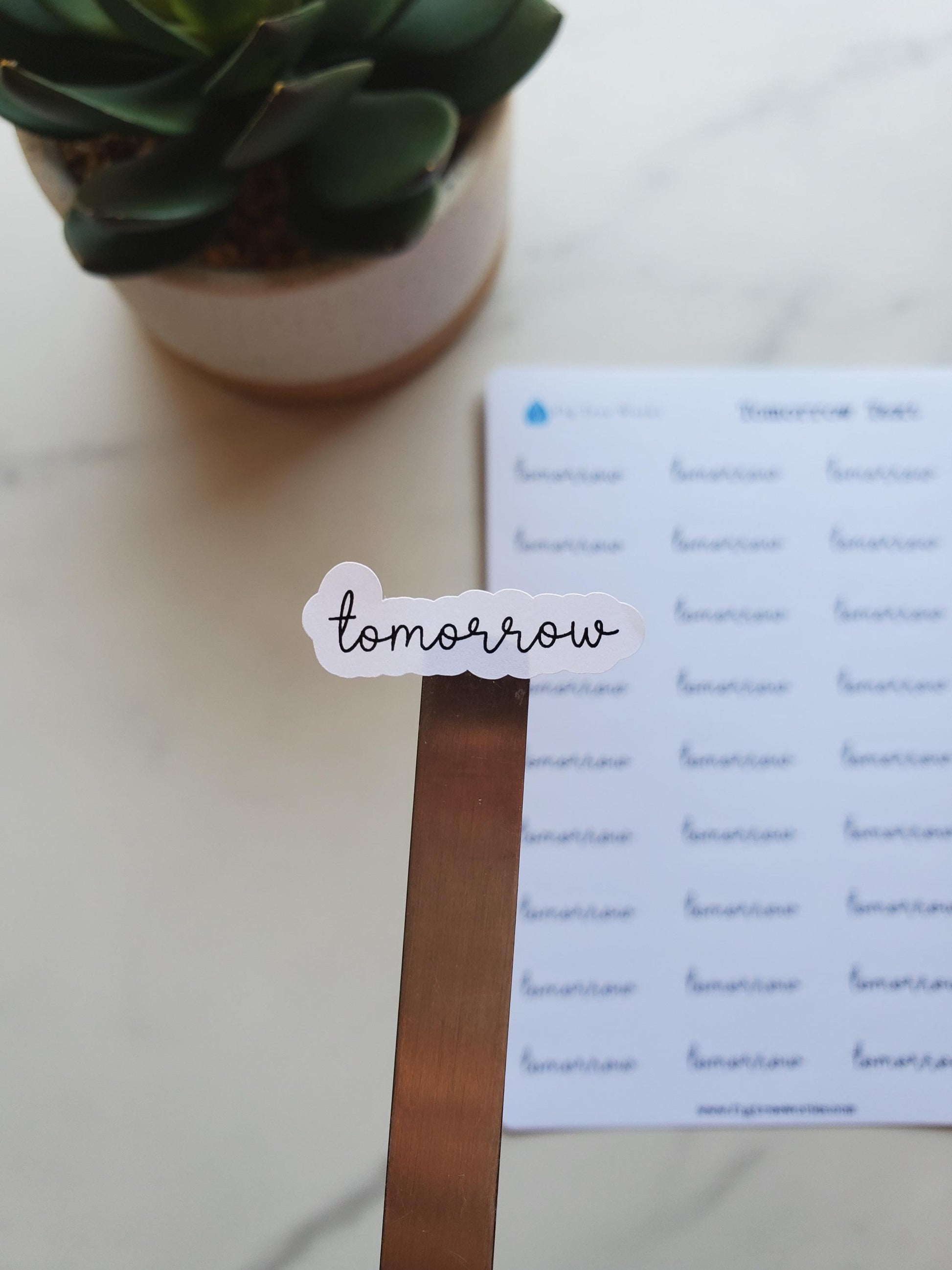 Tomorrow Text Script Stickers for Journals, Planners, Notebooks, Agendas | Prompt Stickers | Kiss Cut, Matte Finish | Mini Scripts