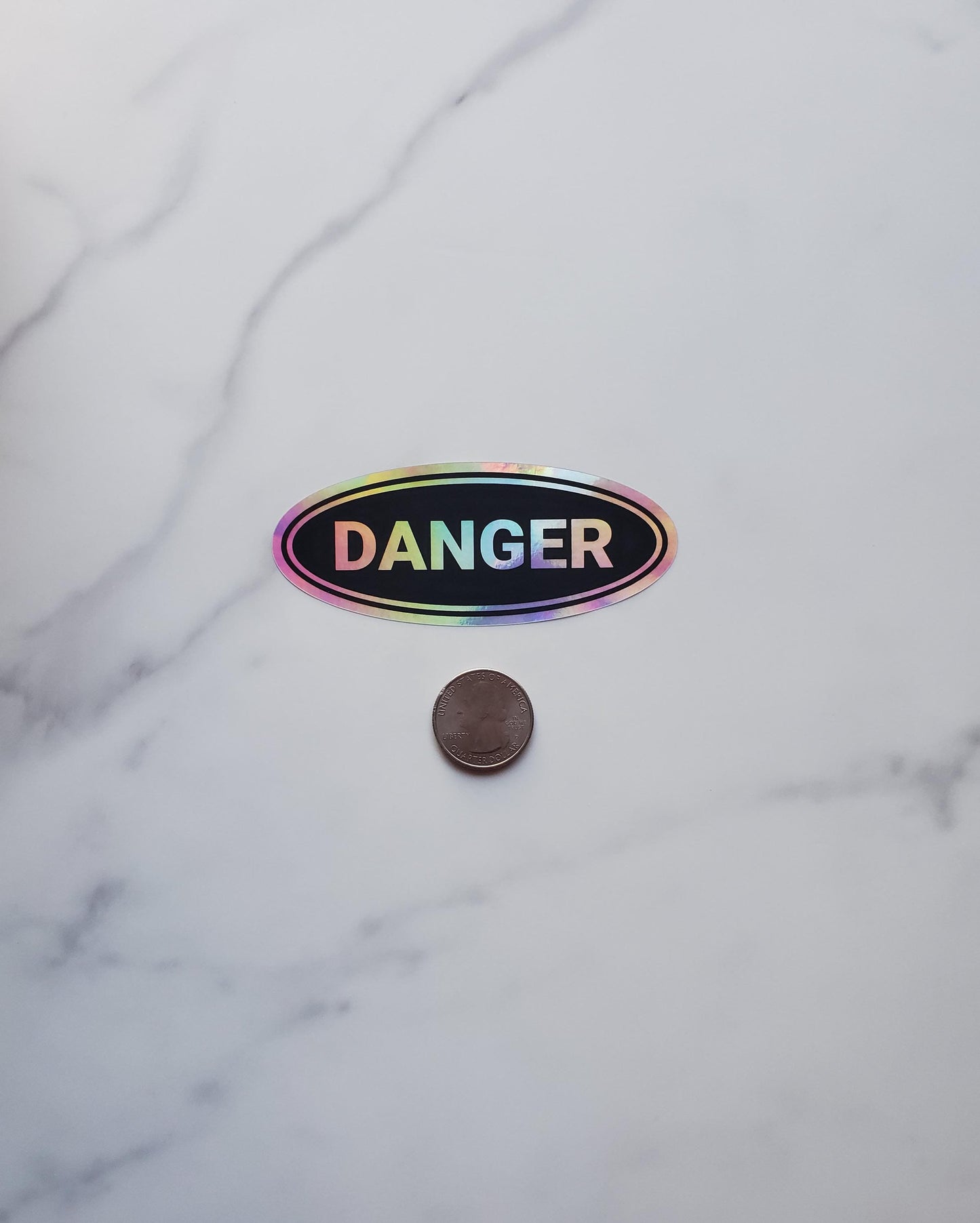 Danger Holographic Vinyl Sticker | Die Cut