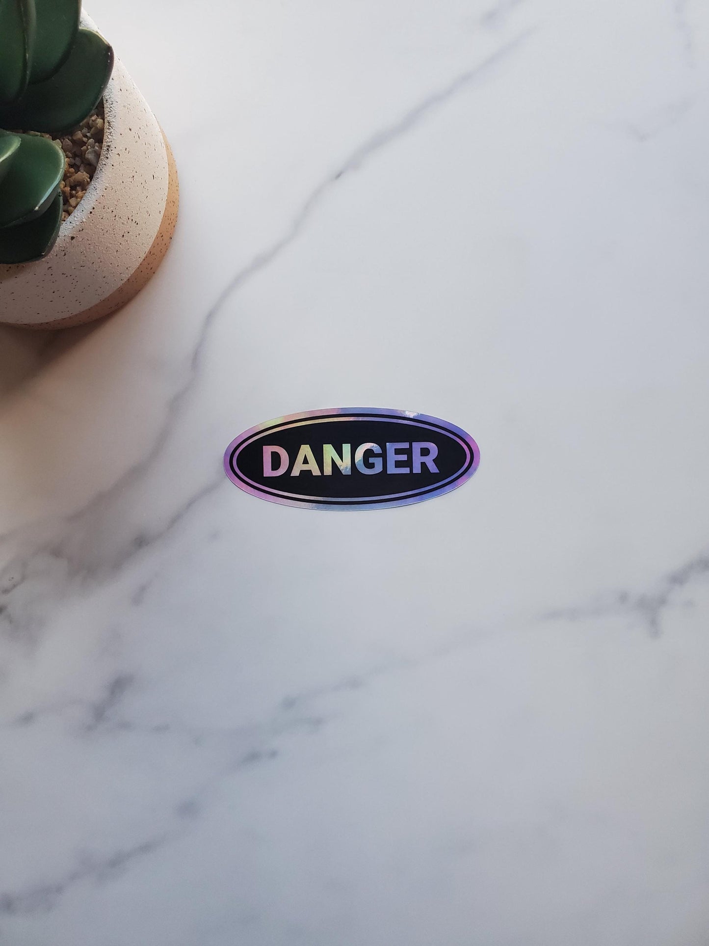 Danger Holographic Vinyl Sticker | Die Cut