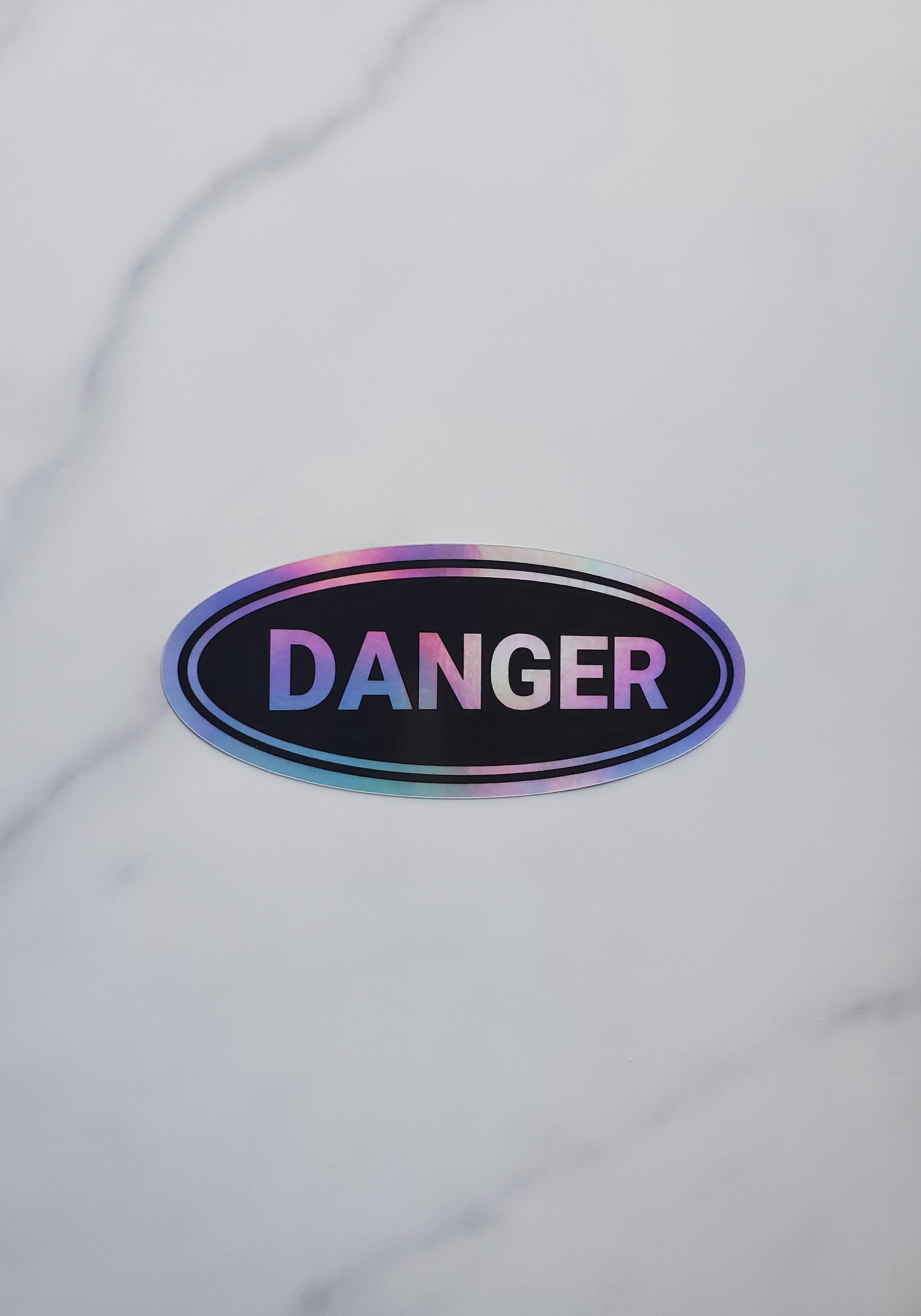 Danger Holographic Vinyl Sticker | Die Cut