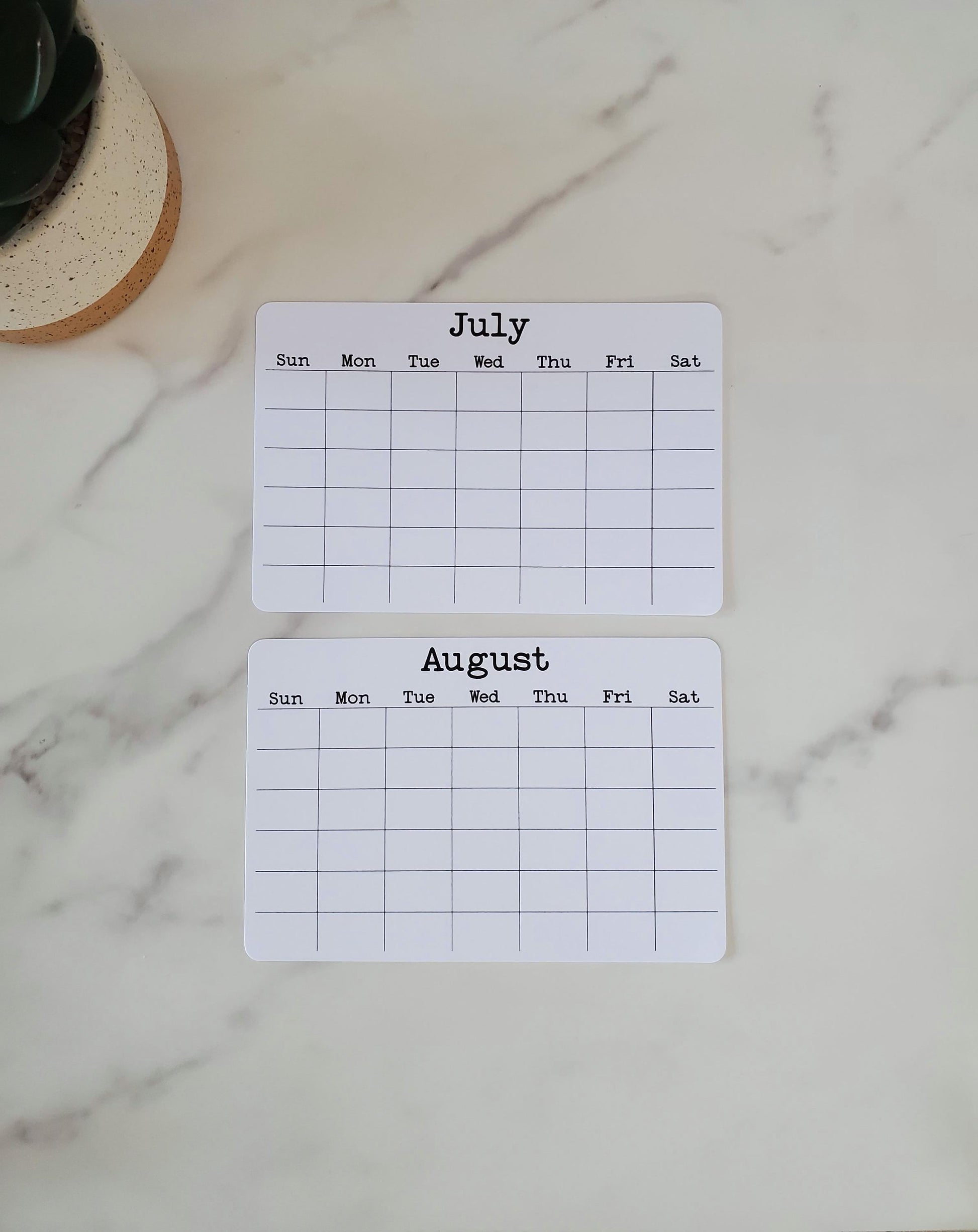 Undated Cardstock Calendar With Optional Stand | Desk Calendar | 6" x 4"
